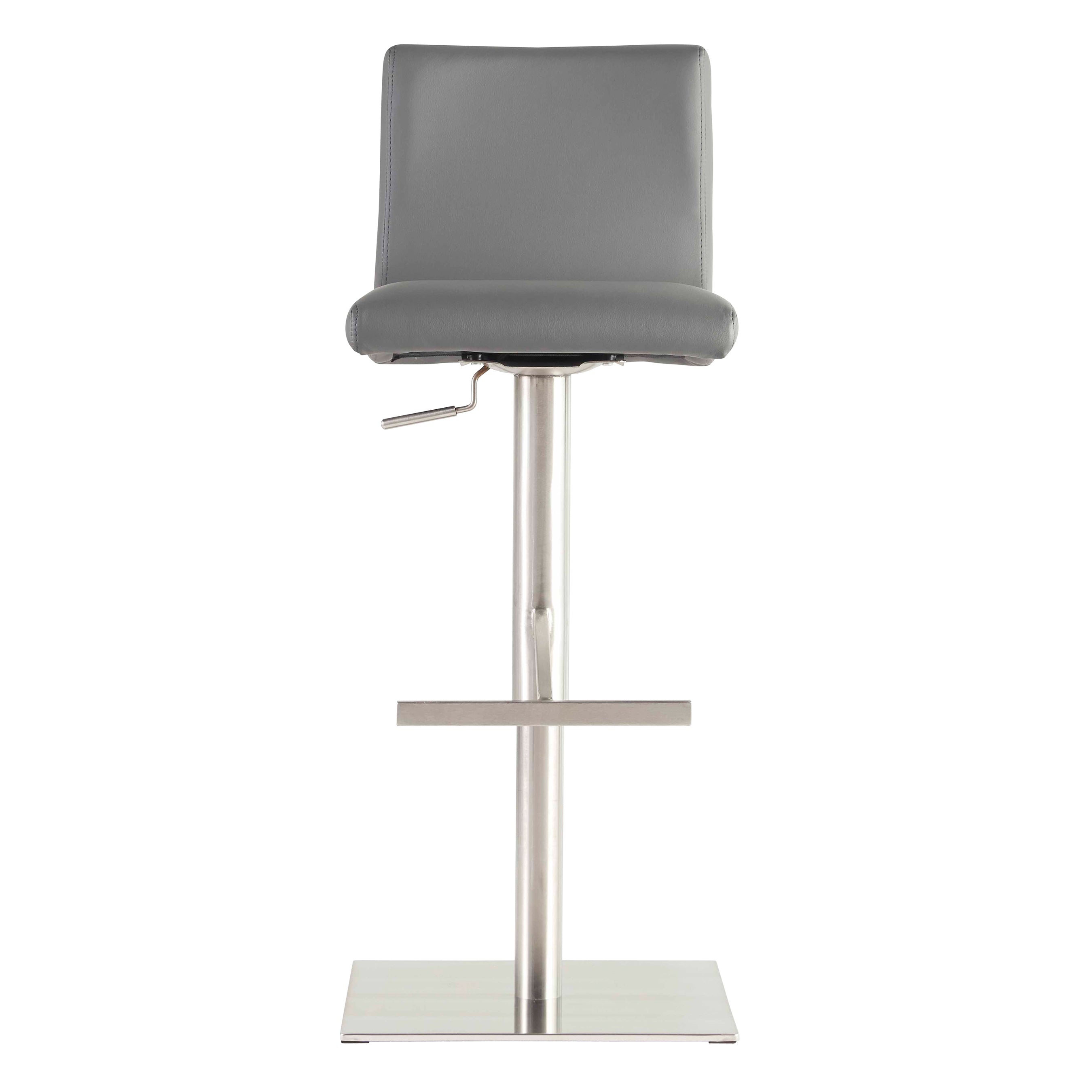 Scott Adjustable Bar/Counter Stool In Gray With Brushed Stainless Steel Base - Set of 1