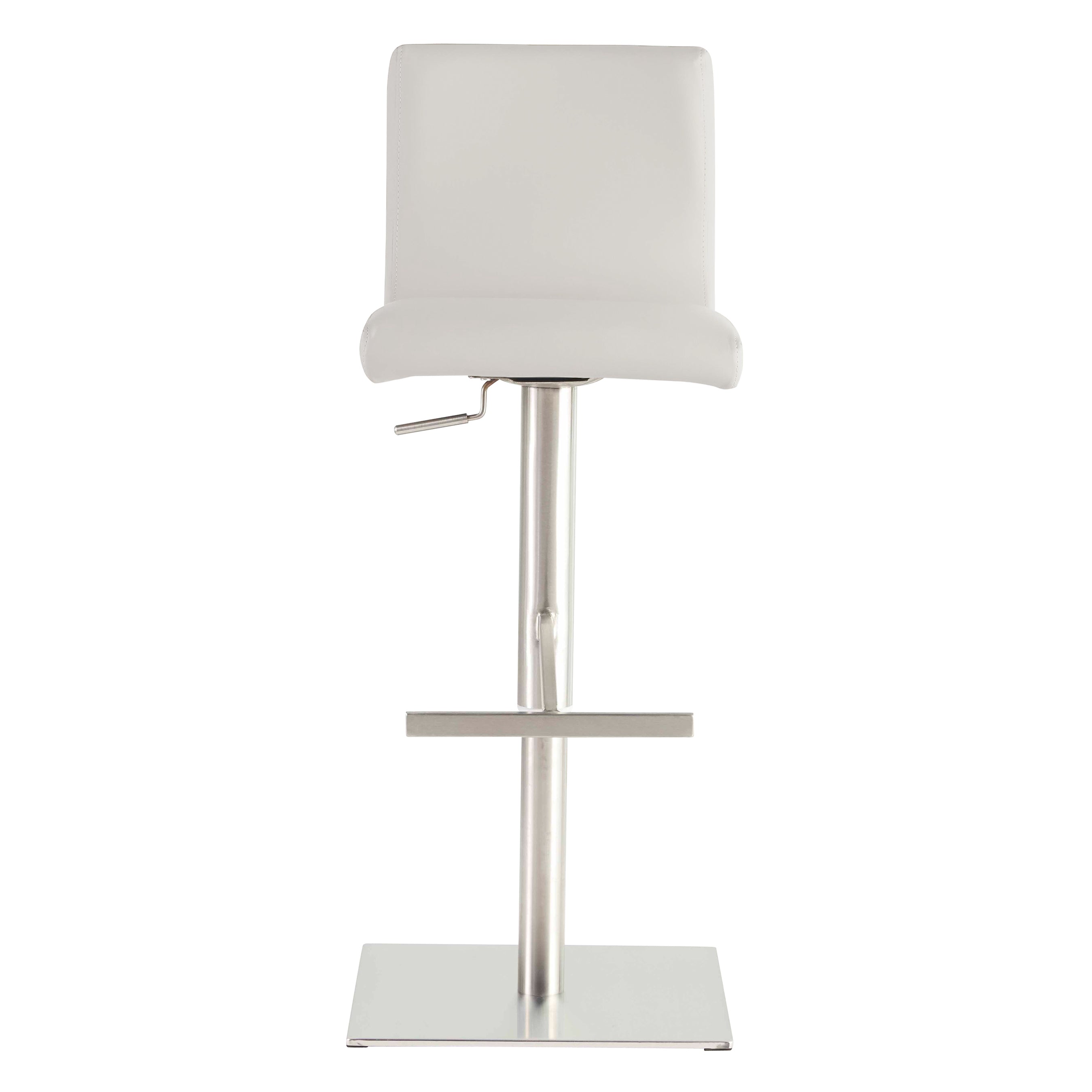 Scott Adjustable Bar/Counter Stool In White With Brushed Stainless Steel Base - Set of 1