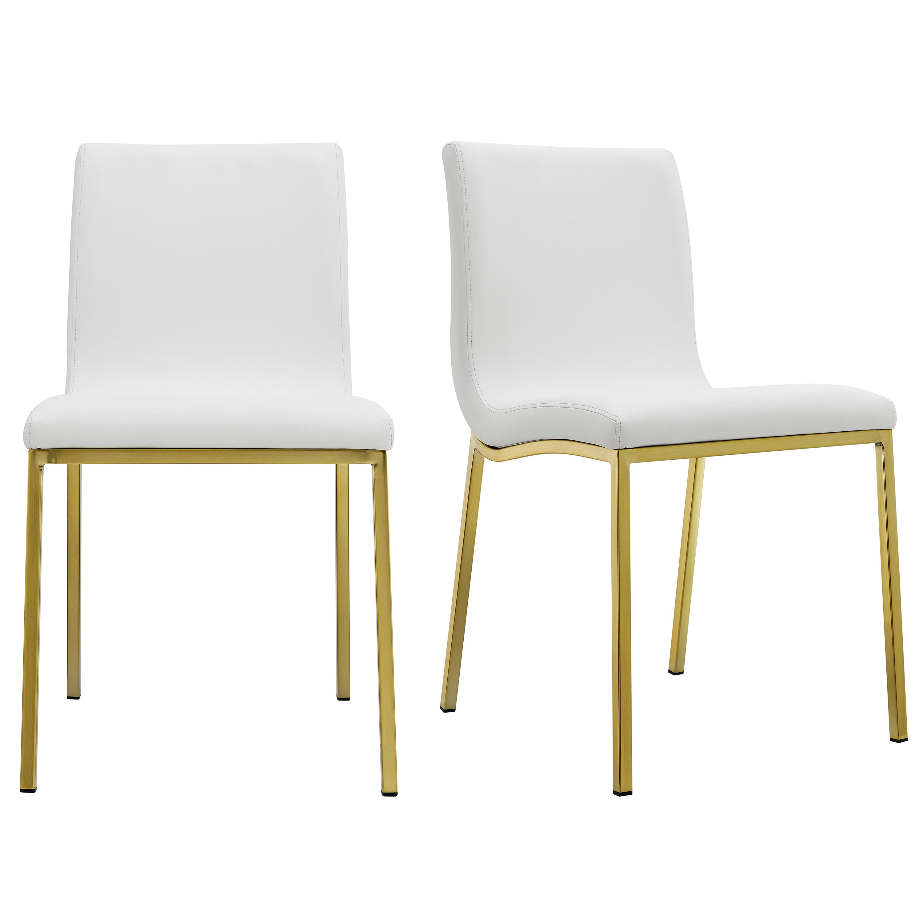 Scott Side Chair in White with Matte Brushed Gold Legs - Set of 2