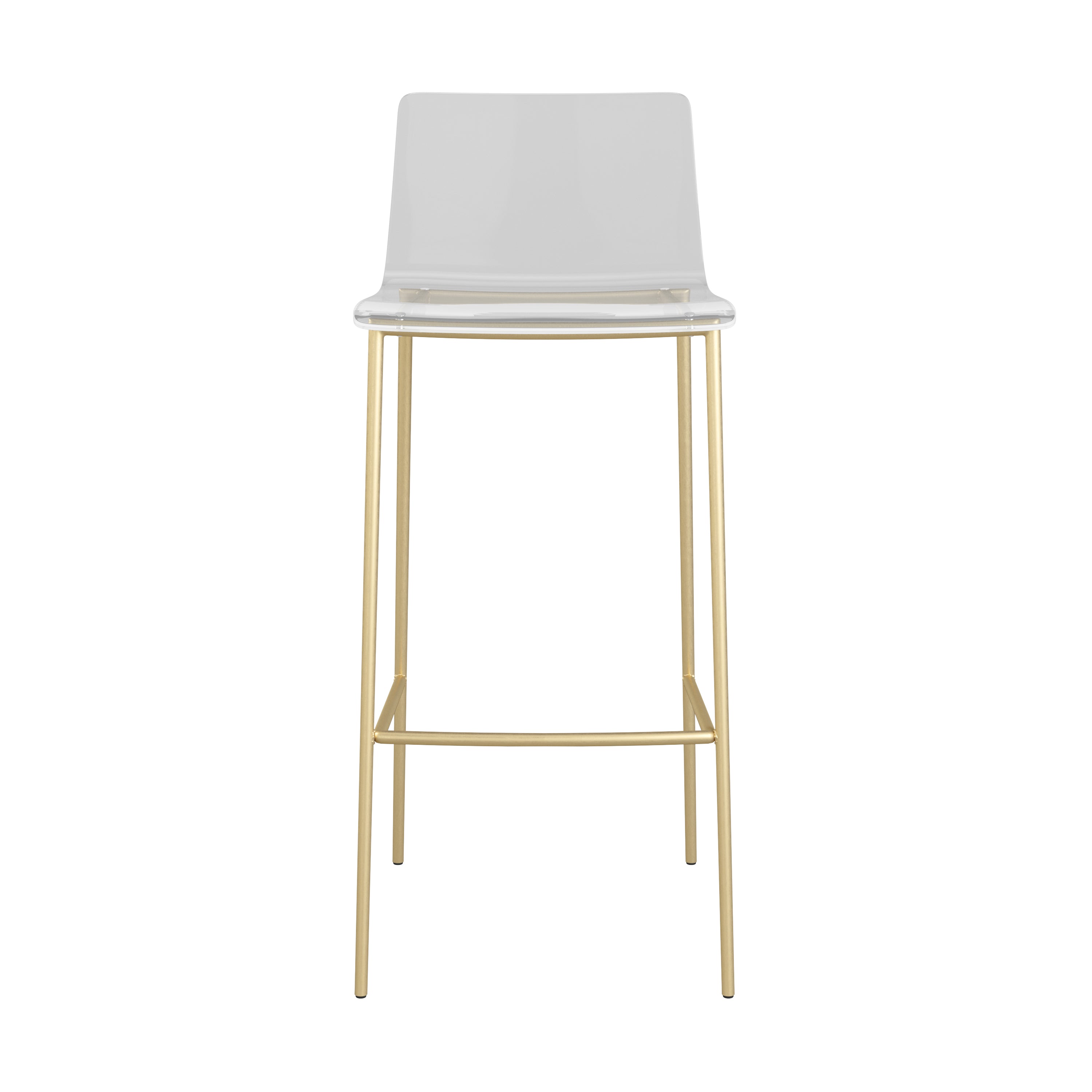 Cilla Bar Stool in Clear with Matte Brushed Gold Legs - Set of 2