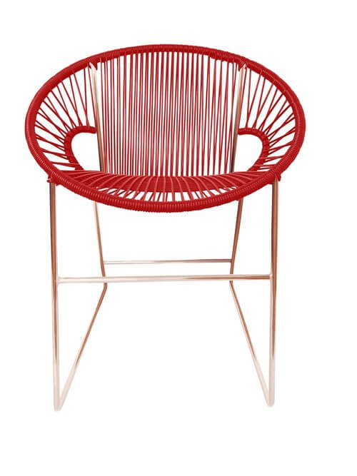 Puerto Dining Chair Copper Frame - Color Red Weave