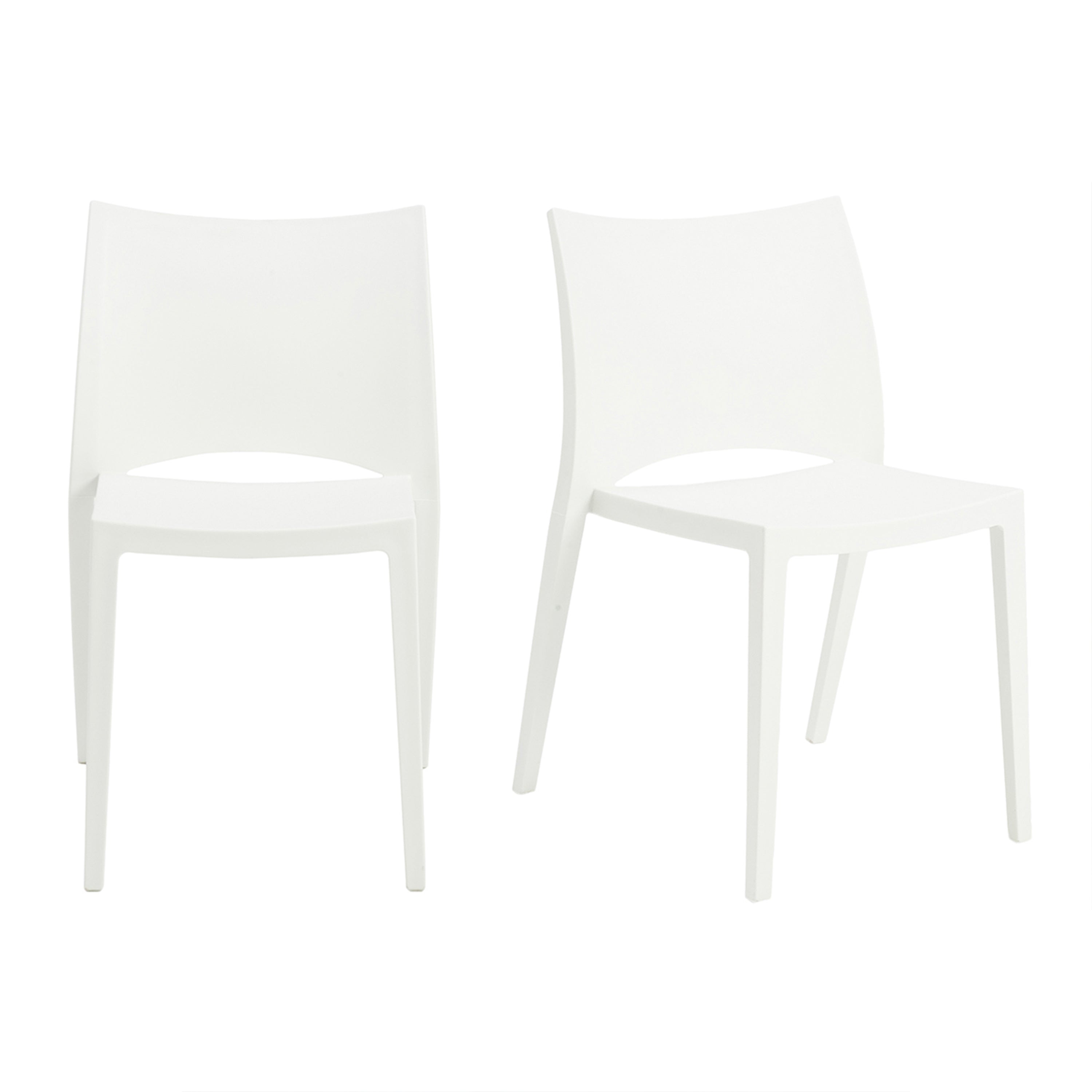 Leslie Stacking Chair in White - Set of 2