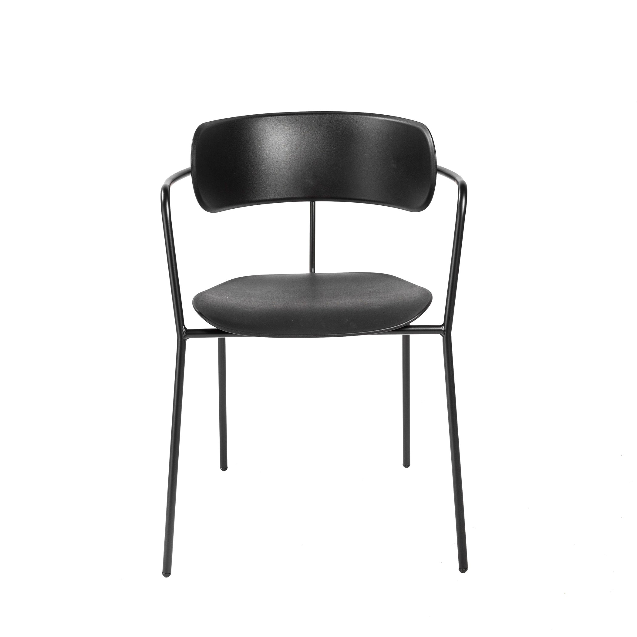 Paris Stacking Armchair in Black with Black Legs - Set of 4