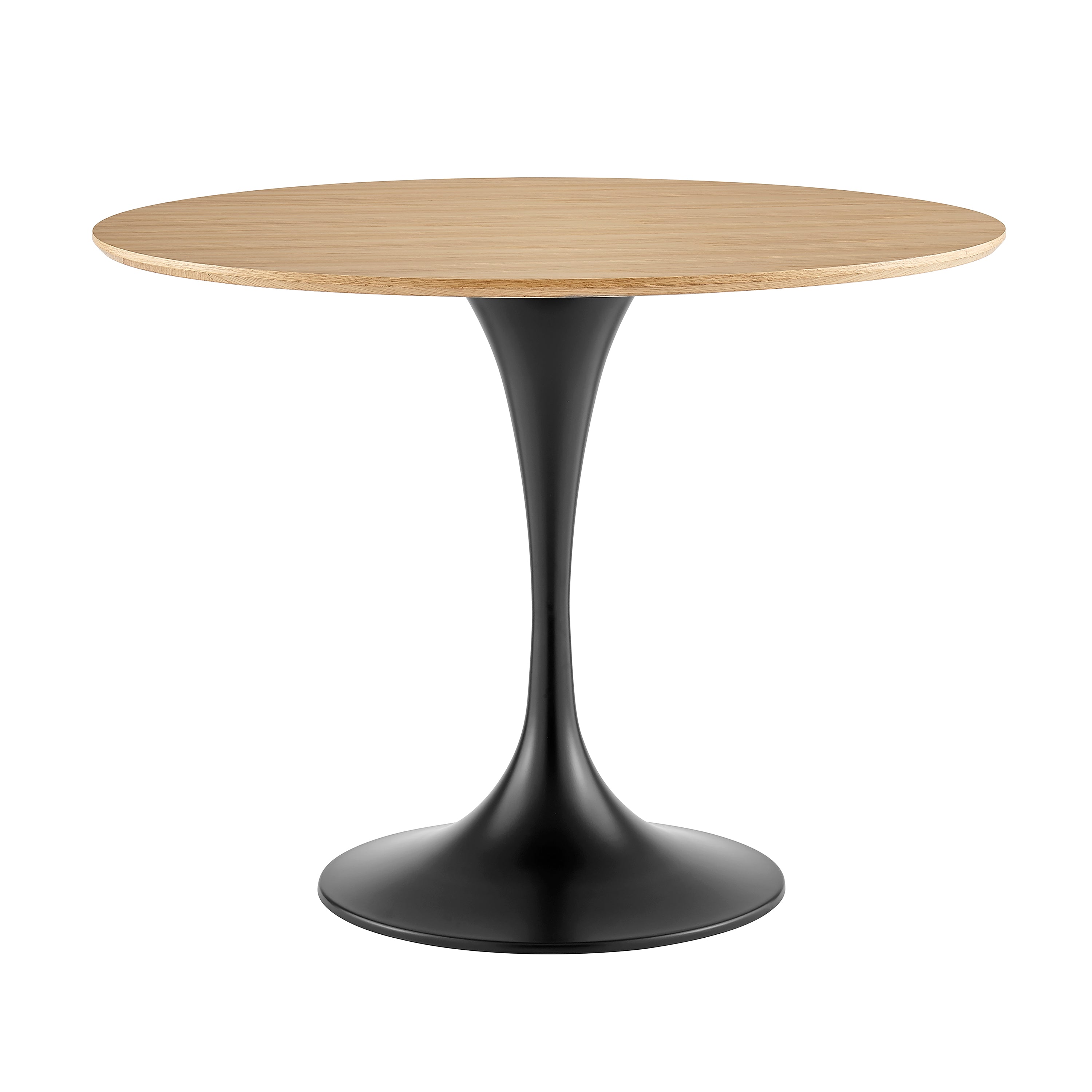 Astrid Round Table with Oak Veneer Top and Matte Black Base