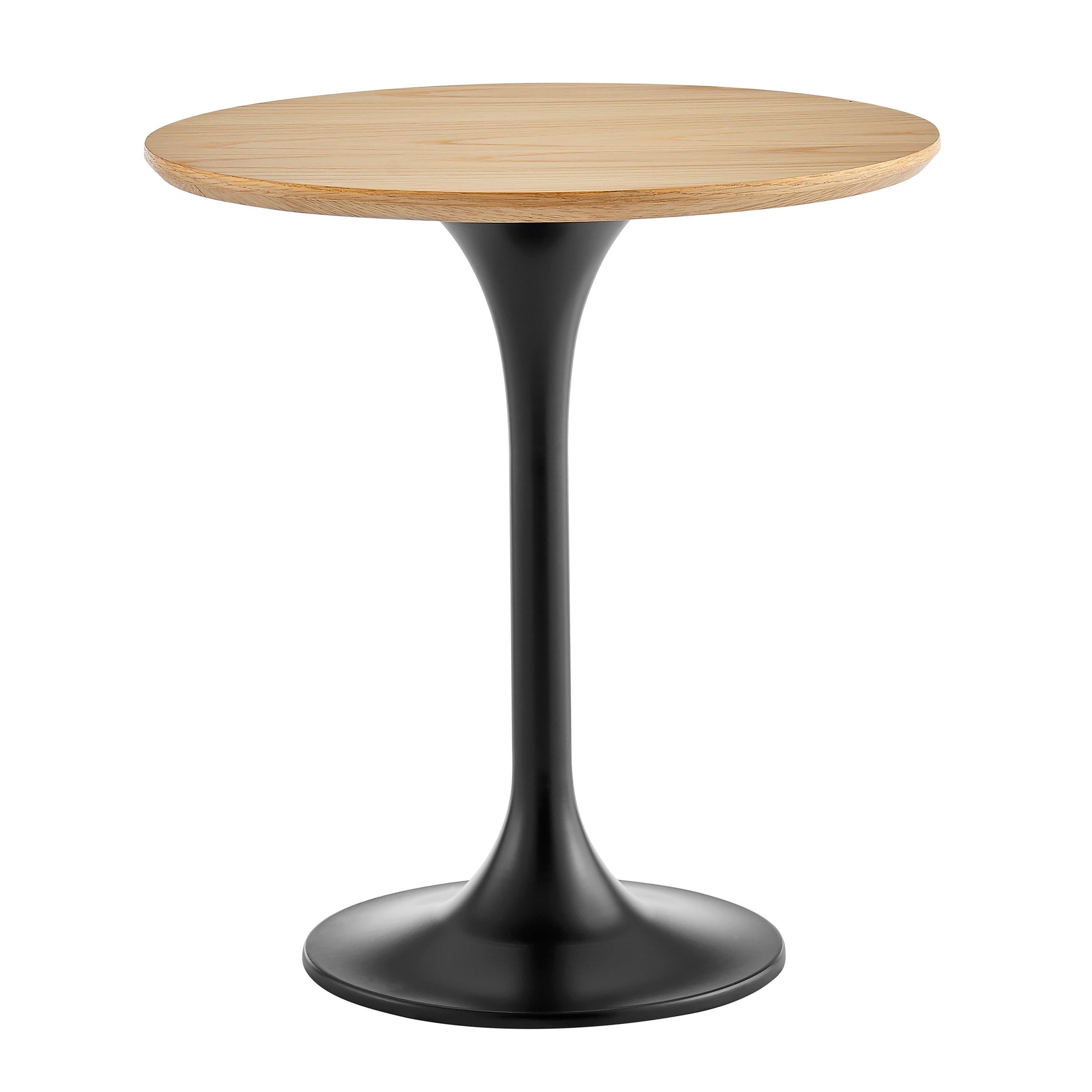 Astrid Side Table with Oak Veneer Top and Matte Black Base