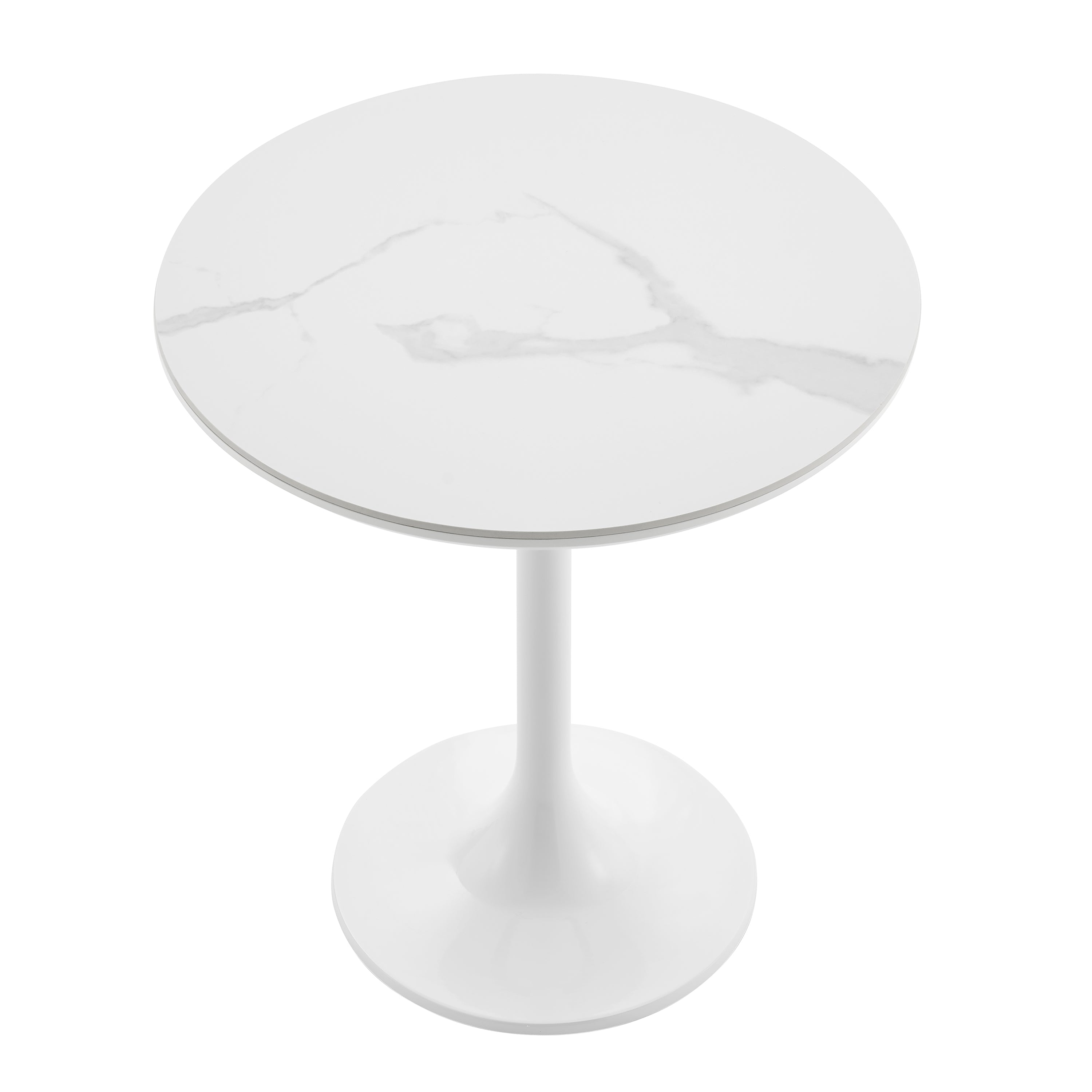 Astrid Side Table in Matte White Ceramic Top and High Gloss White Steel Base