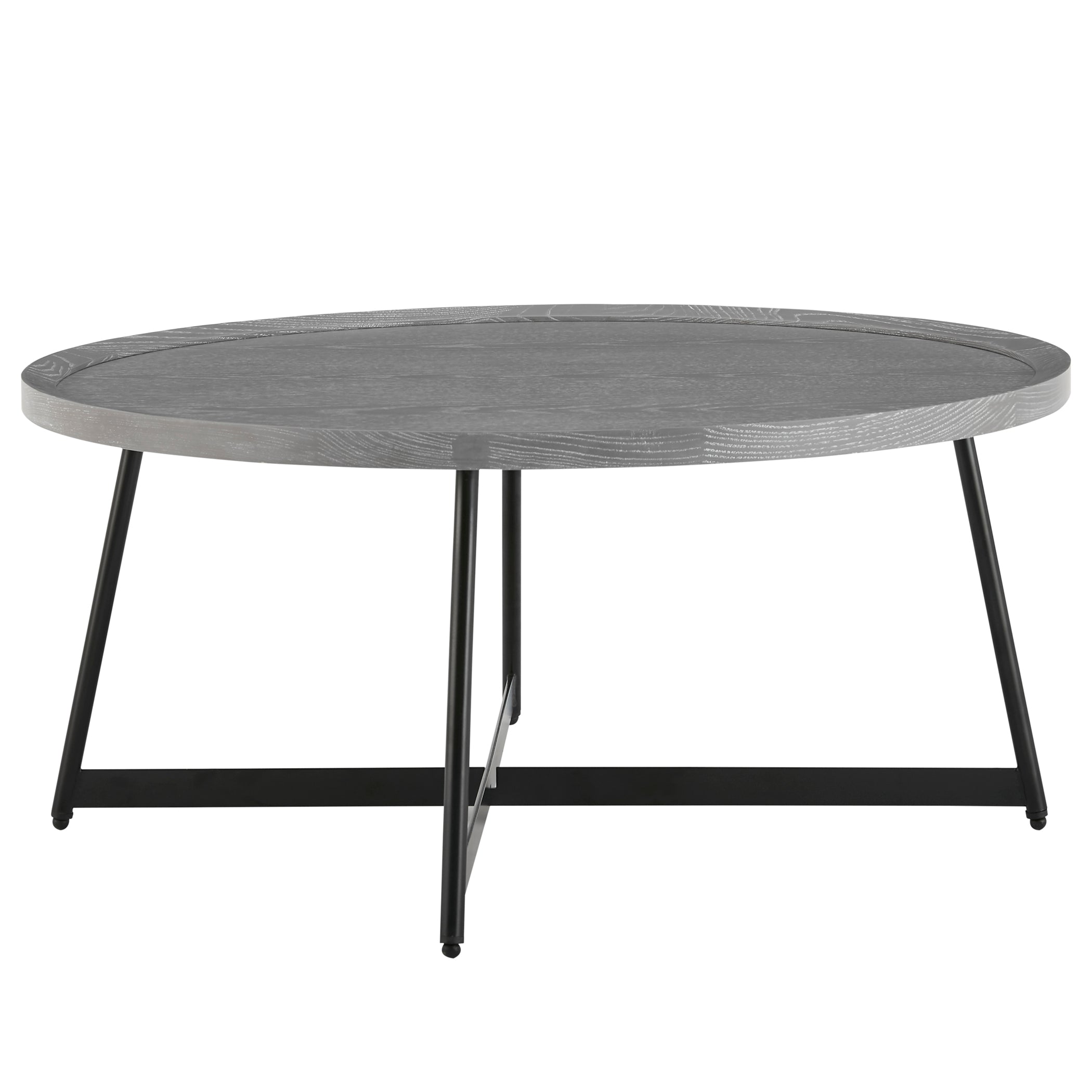 Niklaus Round Coffee Table in Gray with Black Base