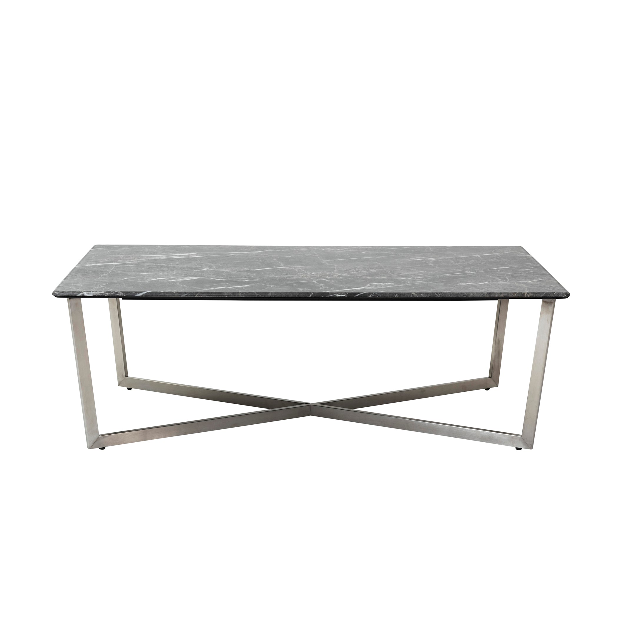 Llona Rectangle Coffee Table in Black Marble Melamine with Brushed Stainless Steel Base