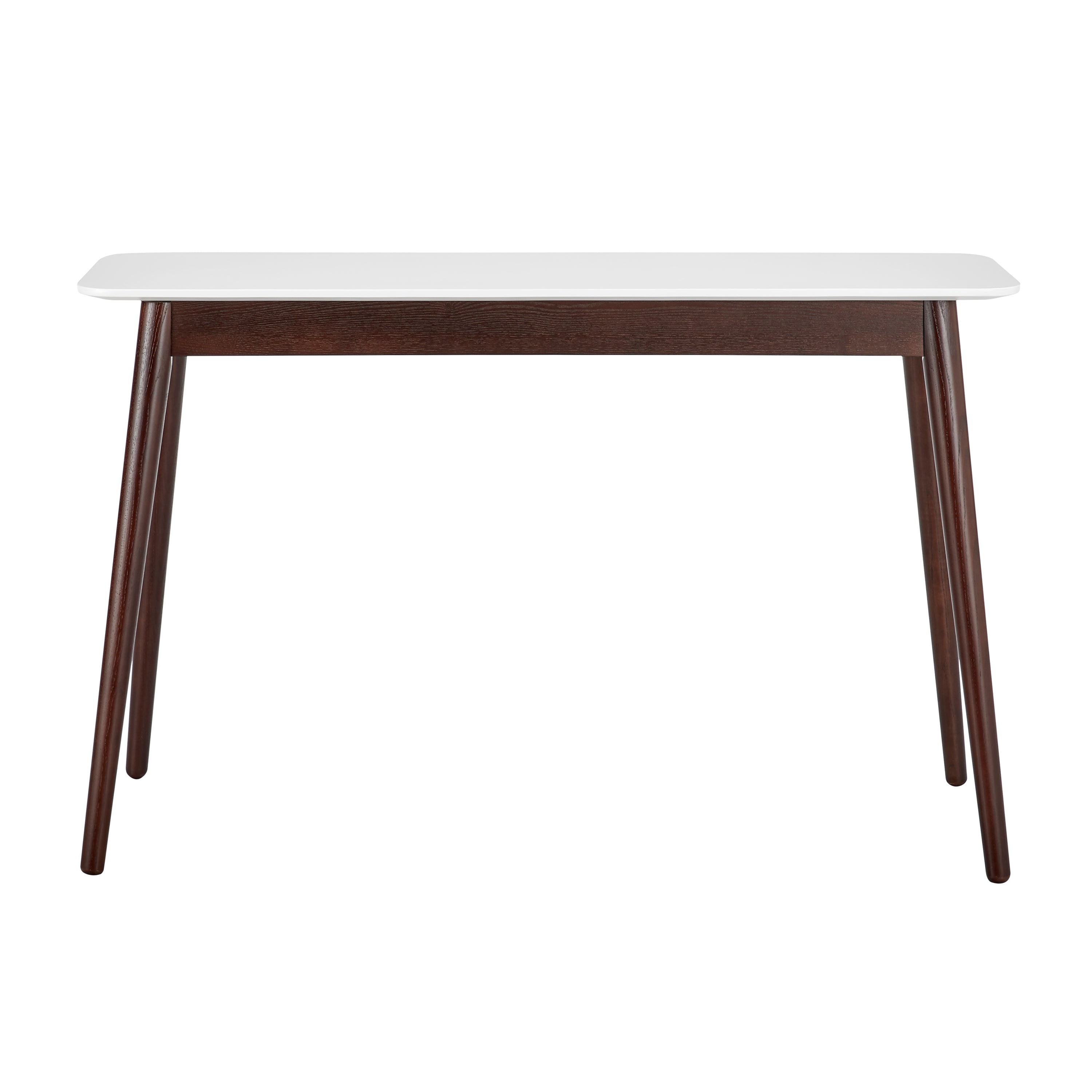 Manon Console Table in Matte White with Dark Walnut Legs