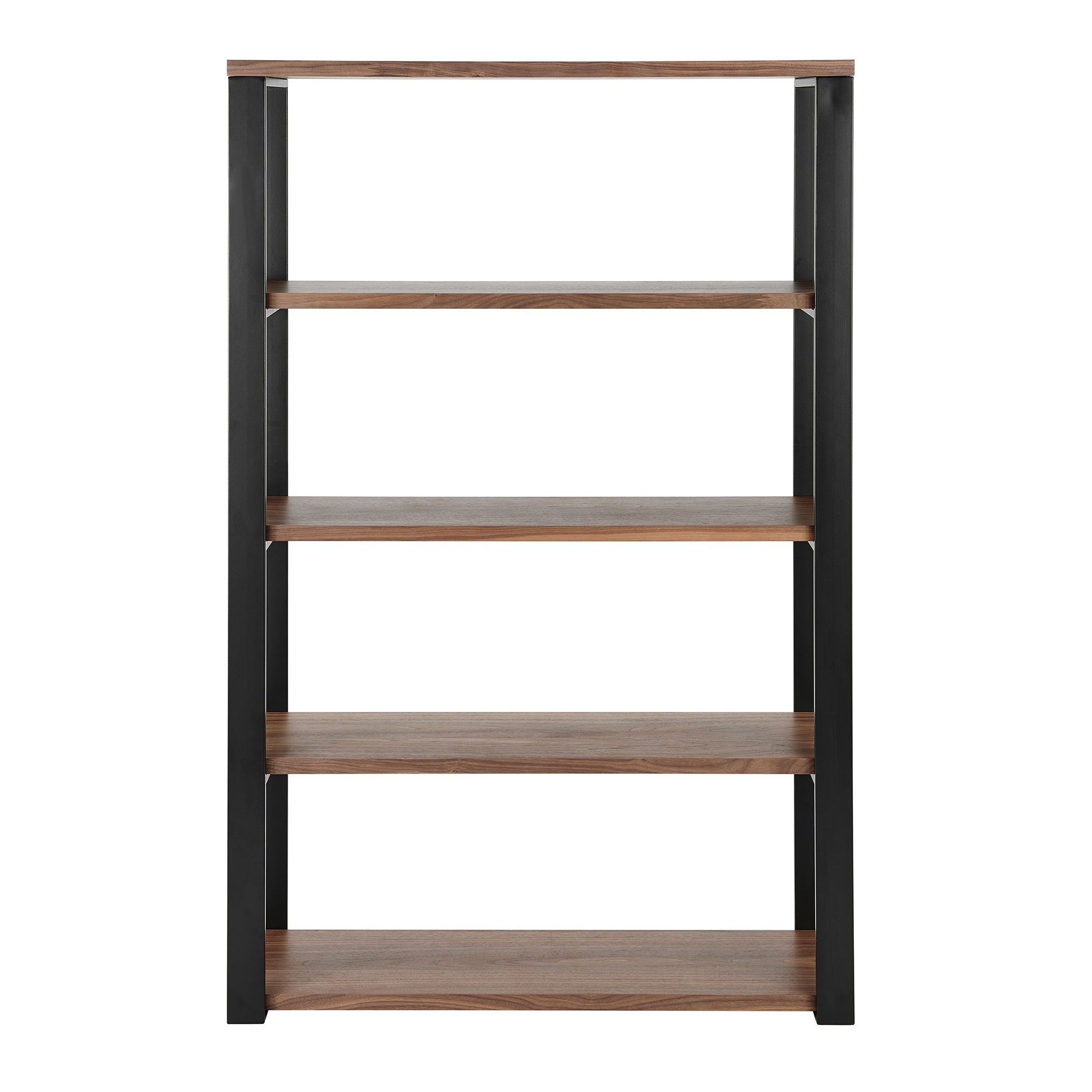 Dillon Shelf/Shelving Unit with American Walnut Veneer Shelves and Matte Black Frame