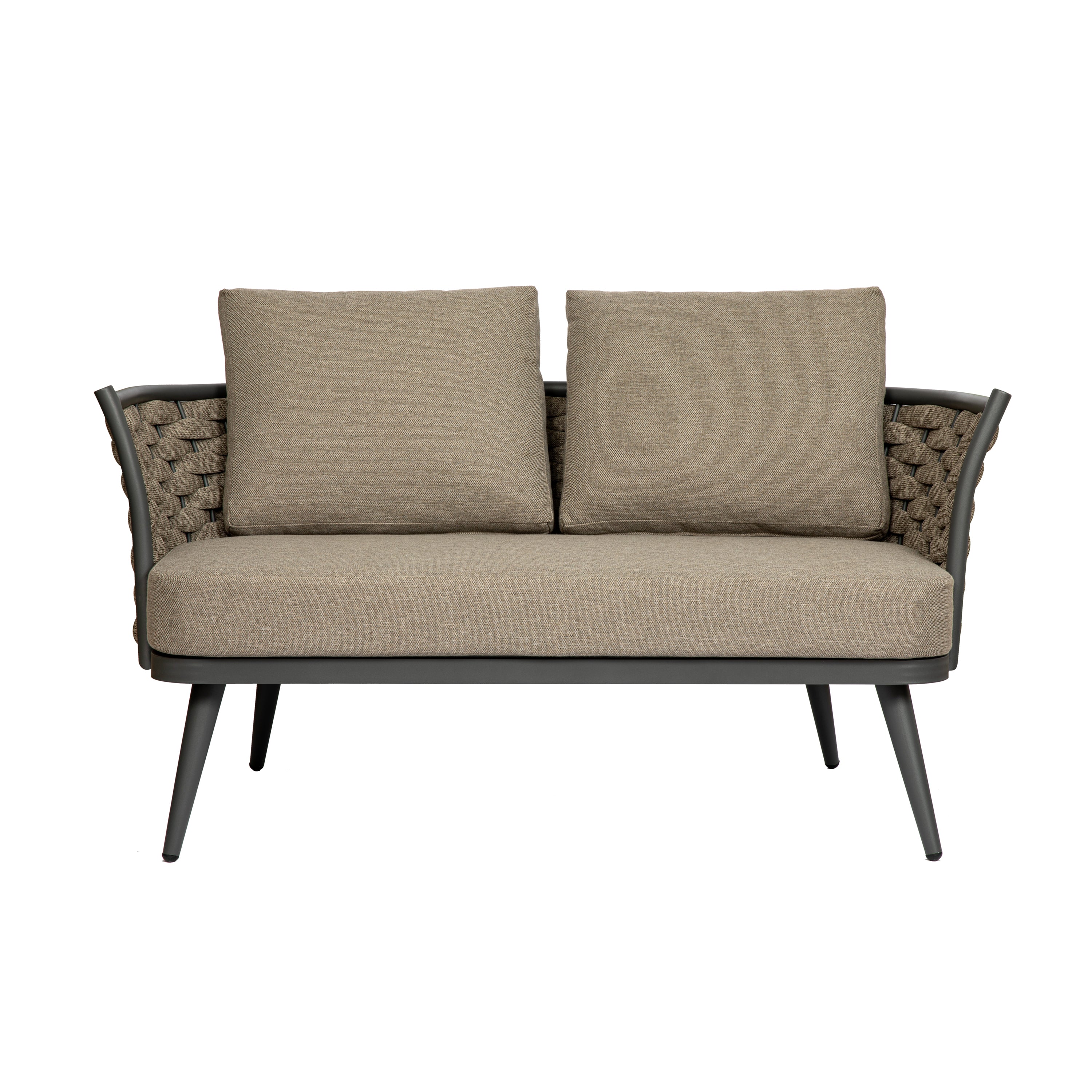 Solna Loveseat in Taupe Fabric with Gray Frame