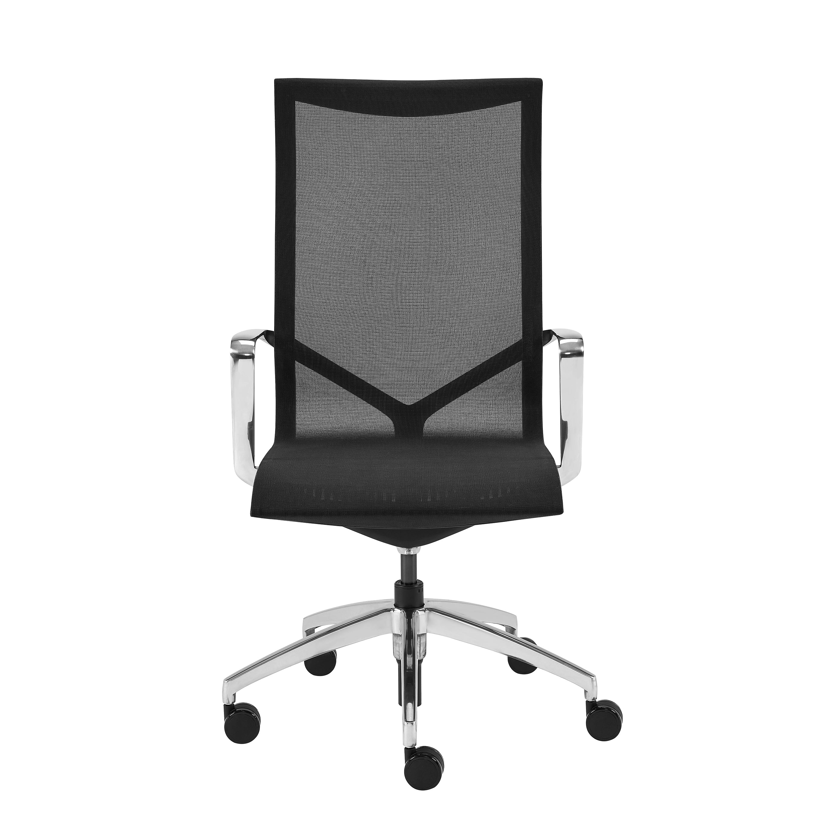 Tertu High Back Office Chair in Black Mesh with Polished Aluminum Base