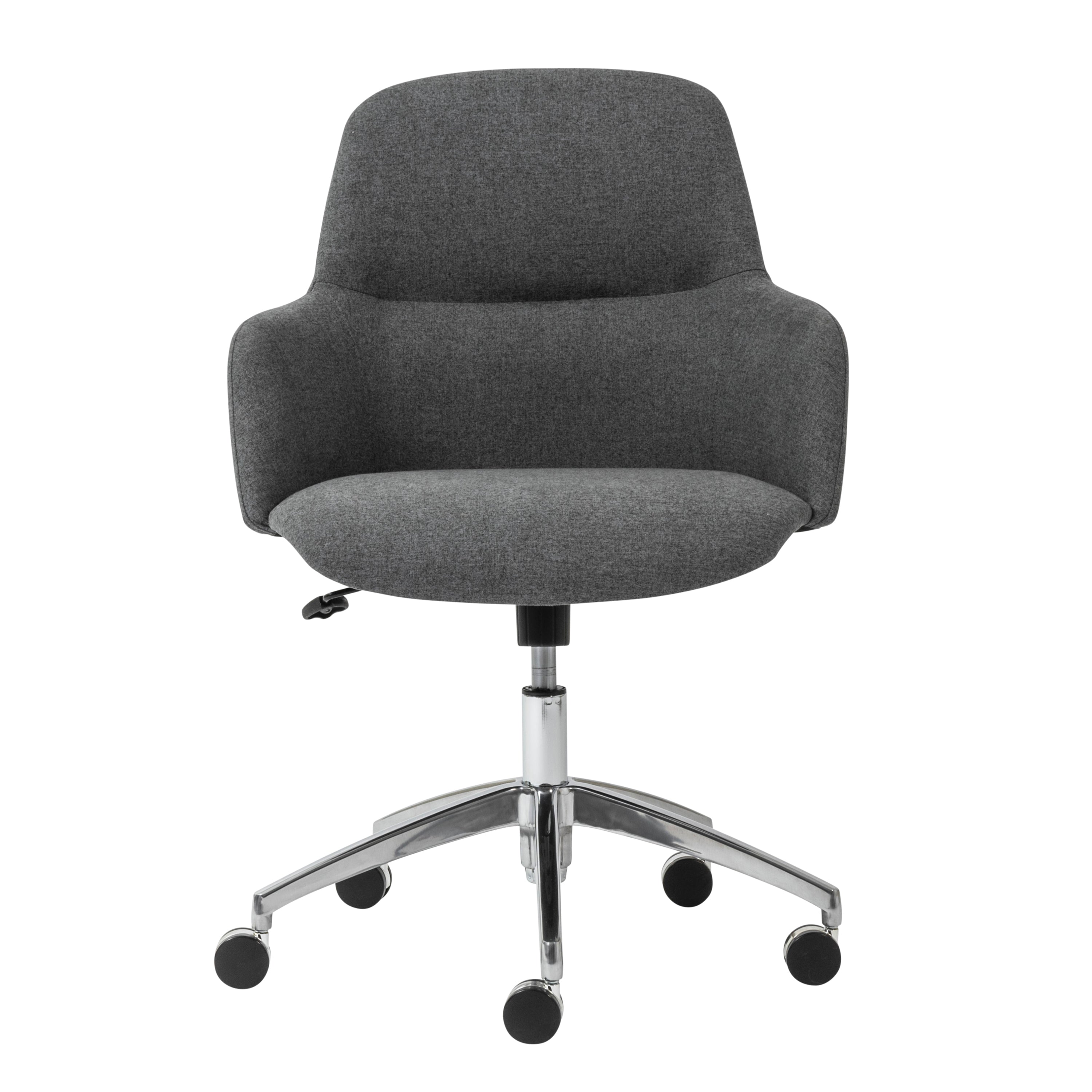 Minna Office Chair in Dark Gray Fabric with Polished Aluminum Base