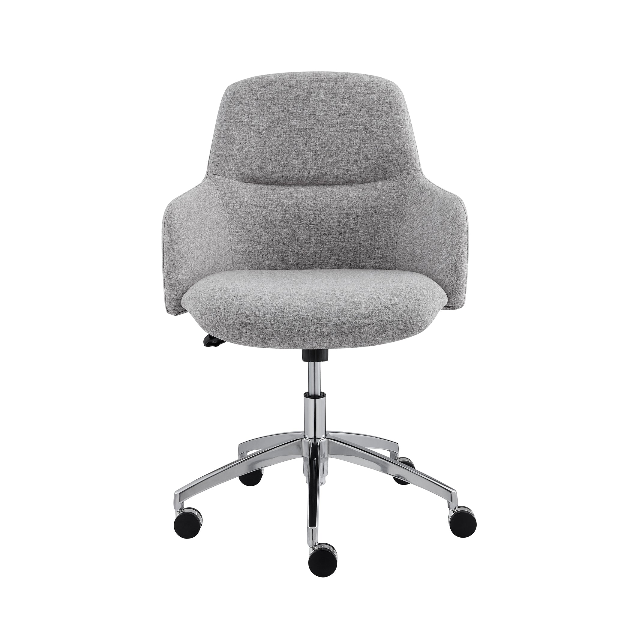 Minna Office Chair in Light Gray Fabric with Polished Aluminum Base