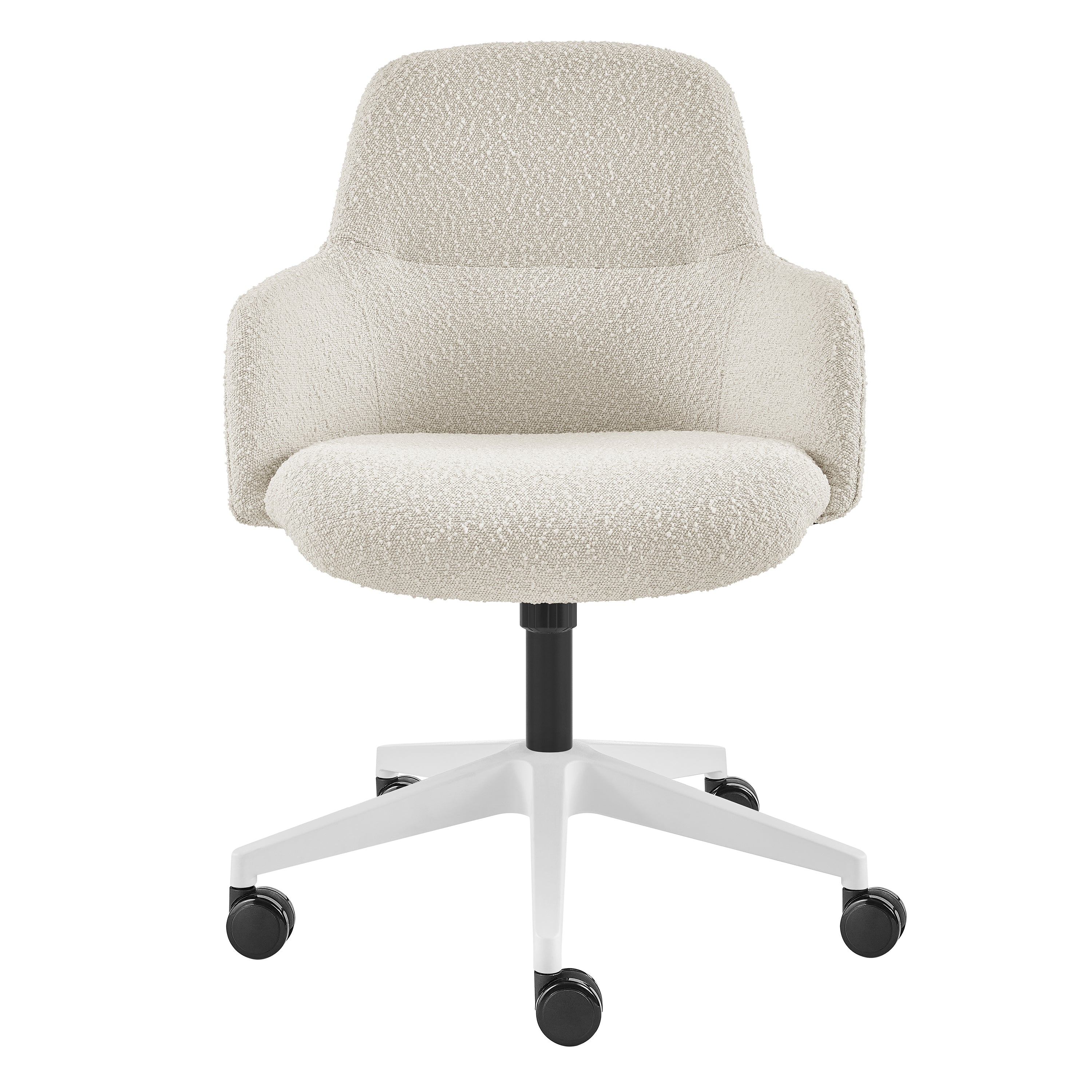 Mia Office Chair in Ivory Fabric with White Base