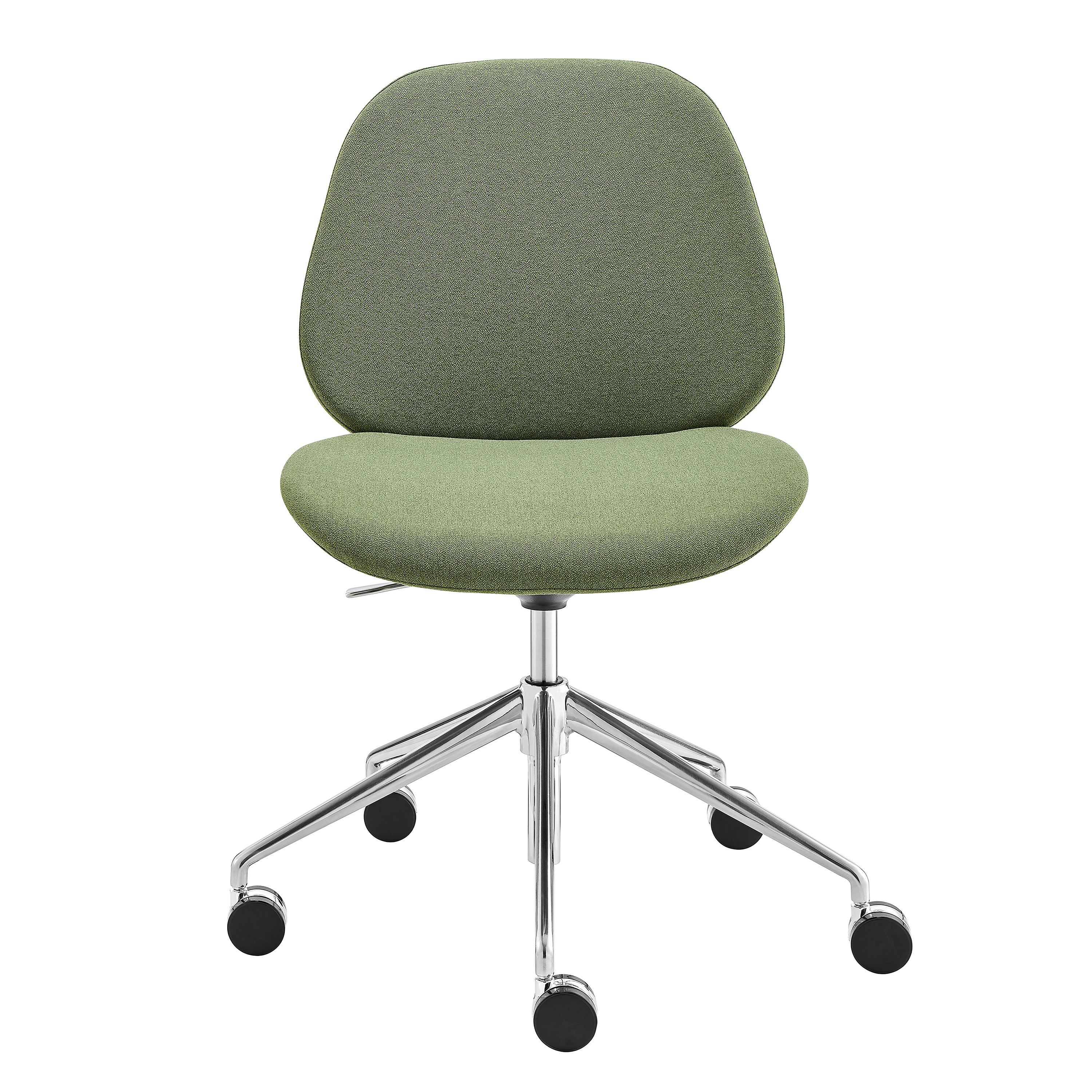 Lyle Office Chair in Green Fabric with Polished Aluminum Base