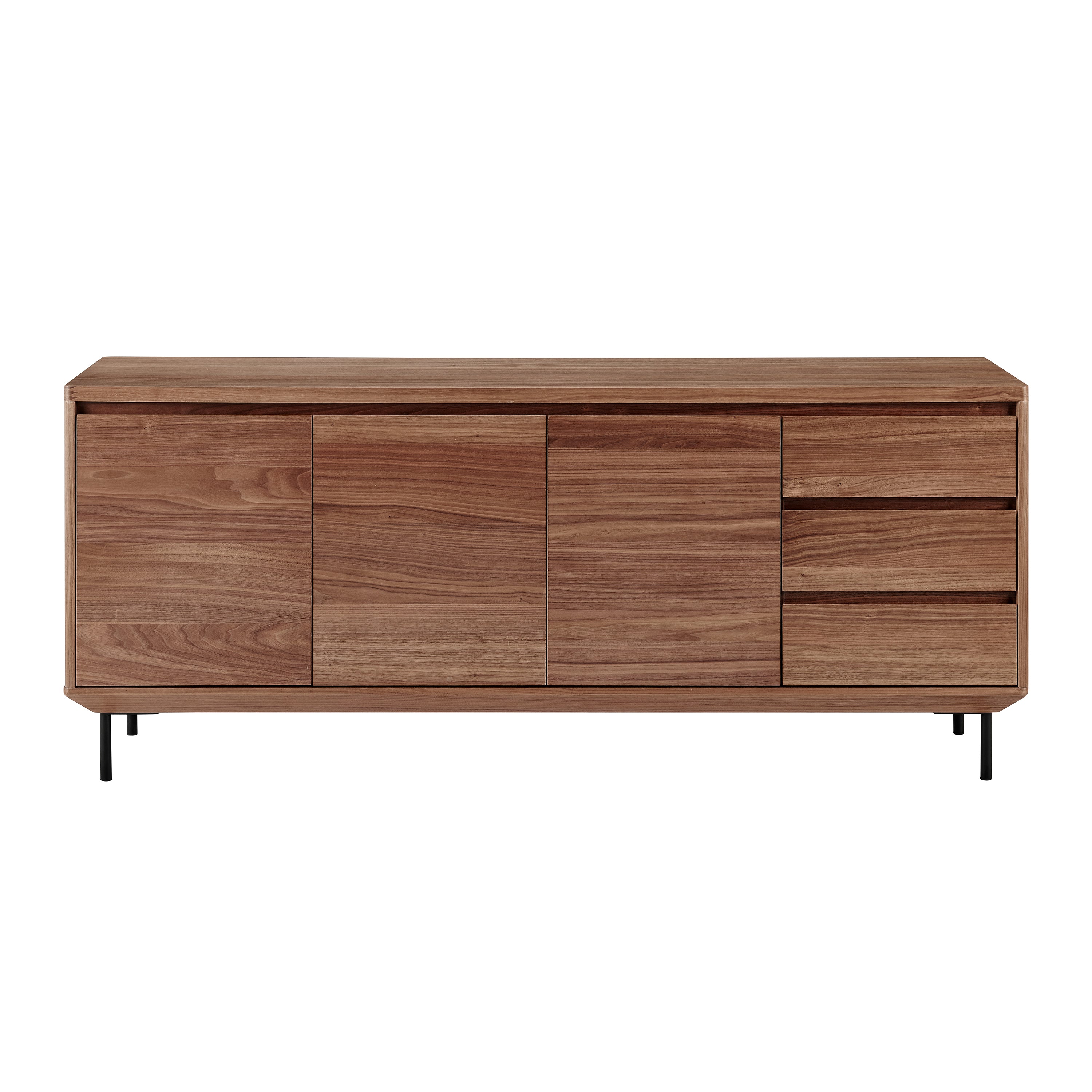 Saga Sideboard in Walnut and Matte Black Legs