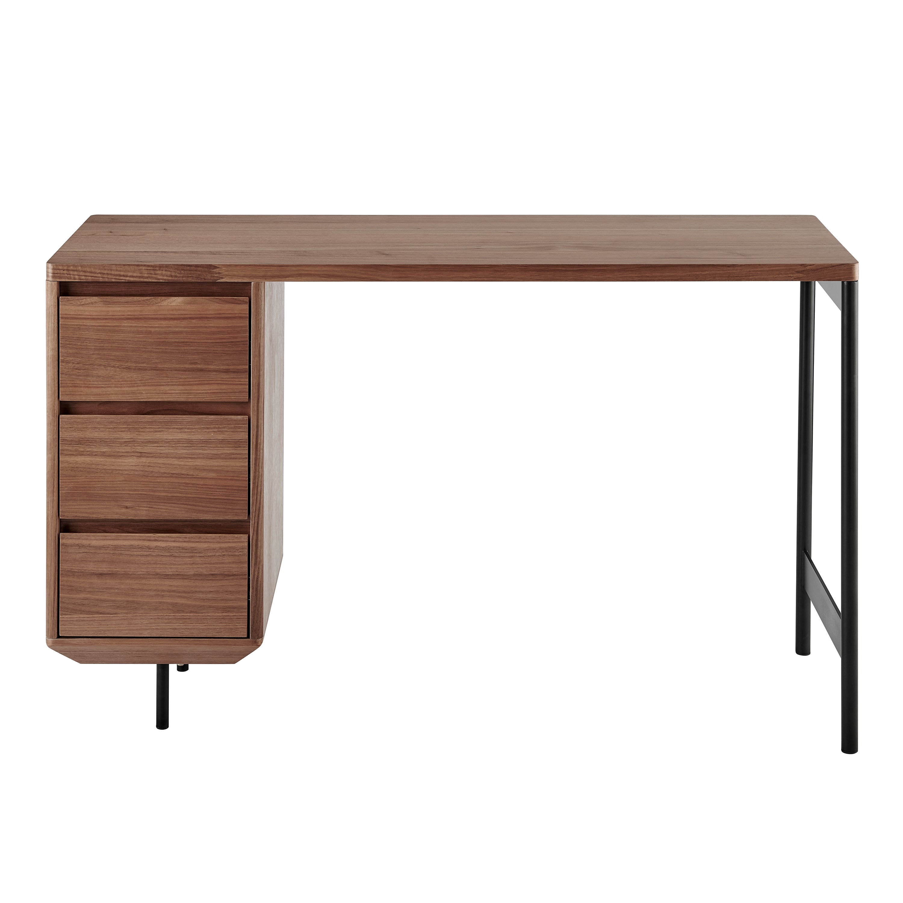 Edvin Desk in Walnut with Matte Black Frame and Legs