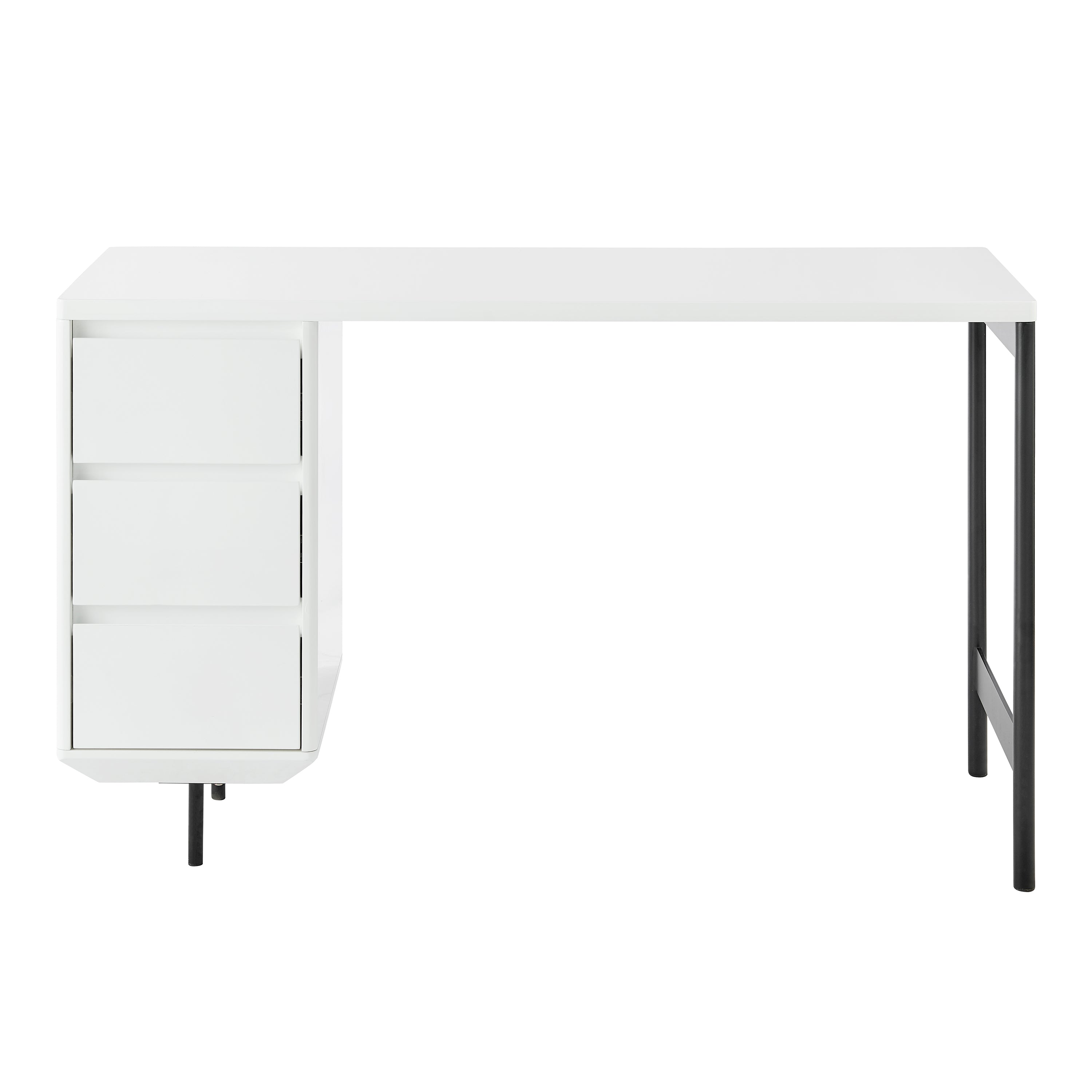 Edvin Desk in Matte White with Matte Black Frame and Legs