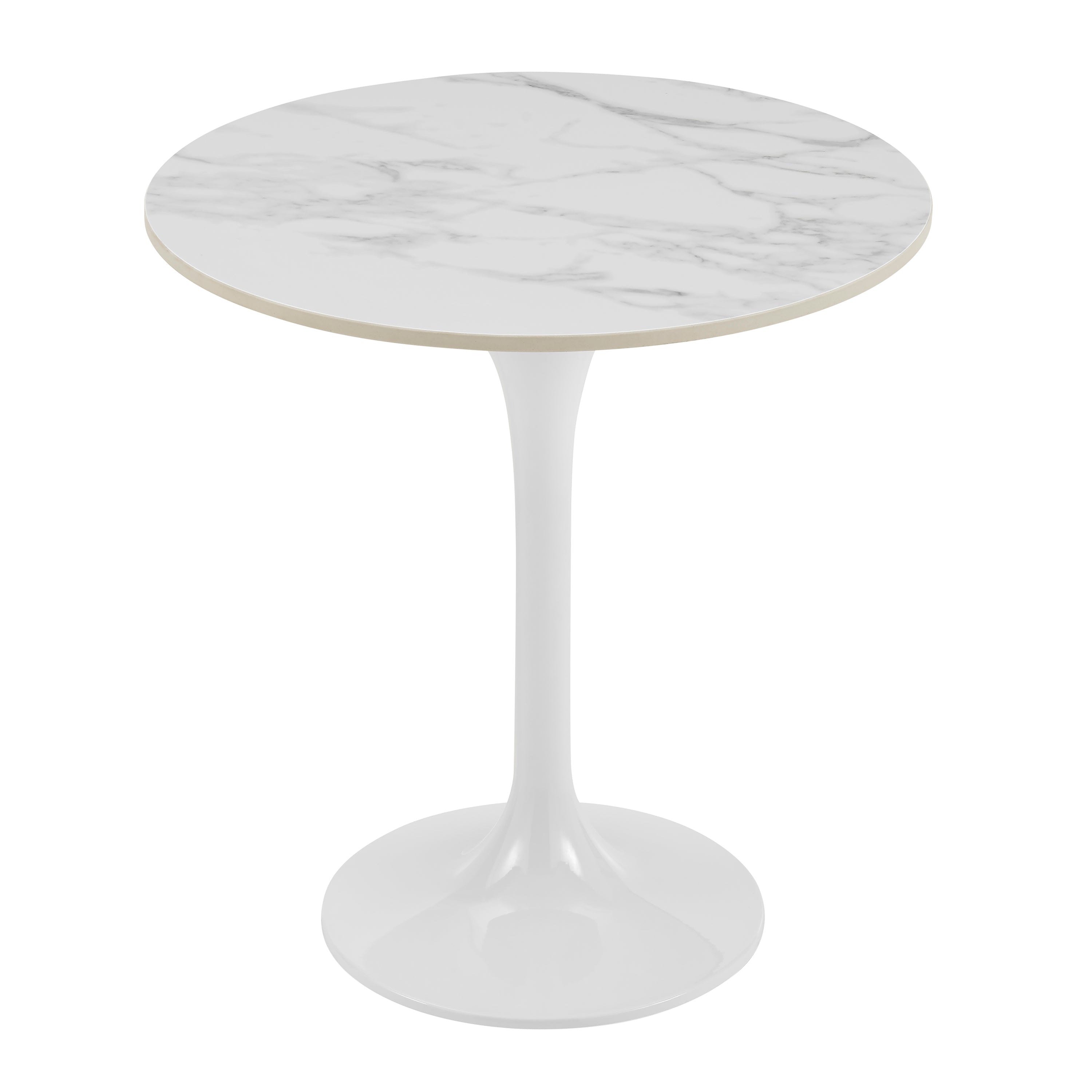 Astrid Side Table with High Gloss White Top and High Gloss White Tulip Base