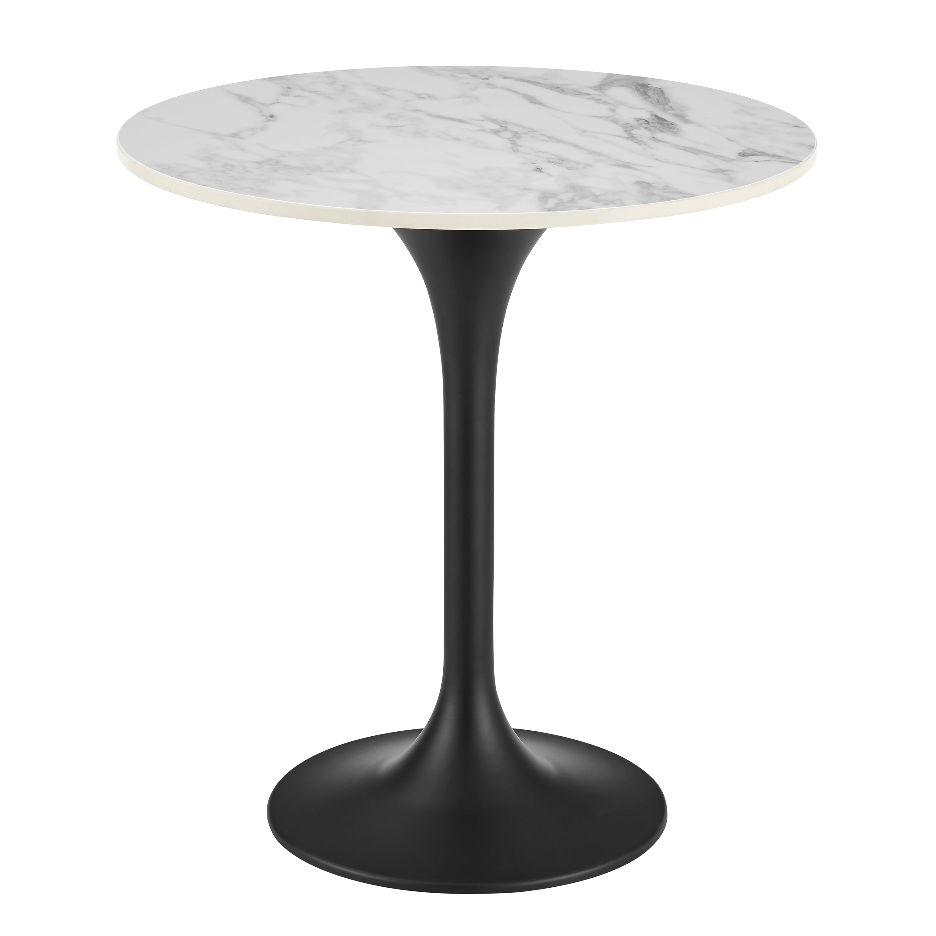 Astrid Side Table with High Gloss White Top and Matte Black Tulip Base