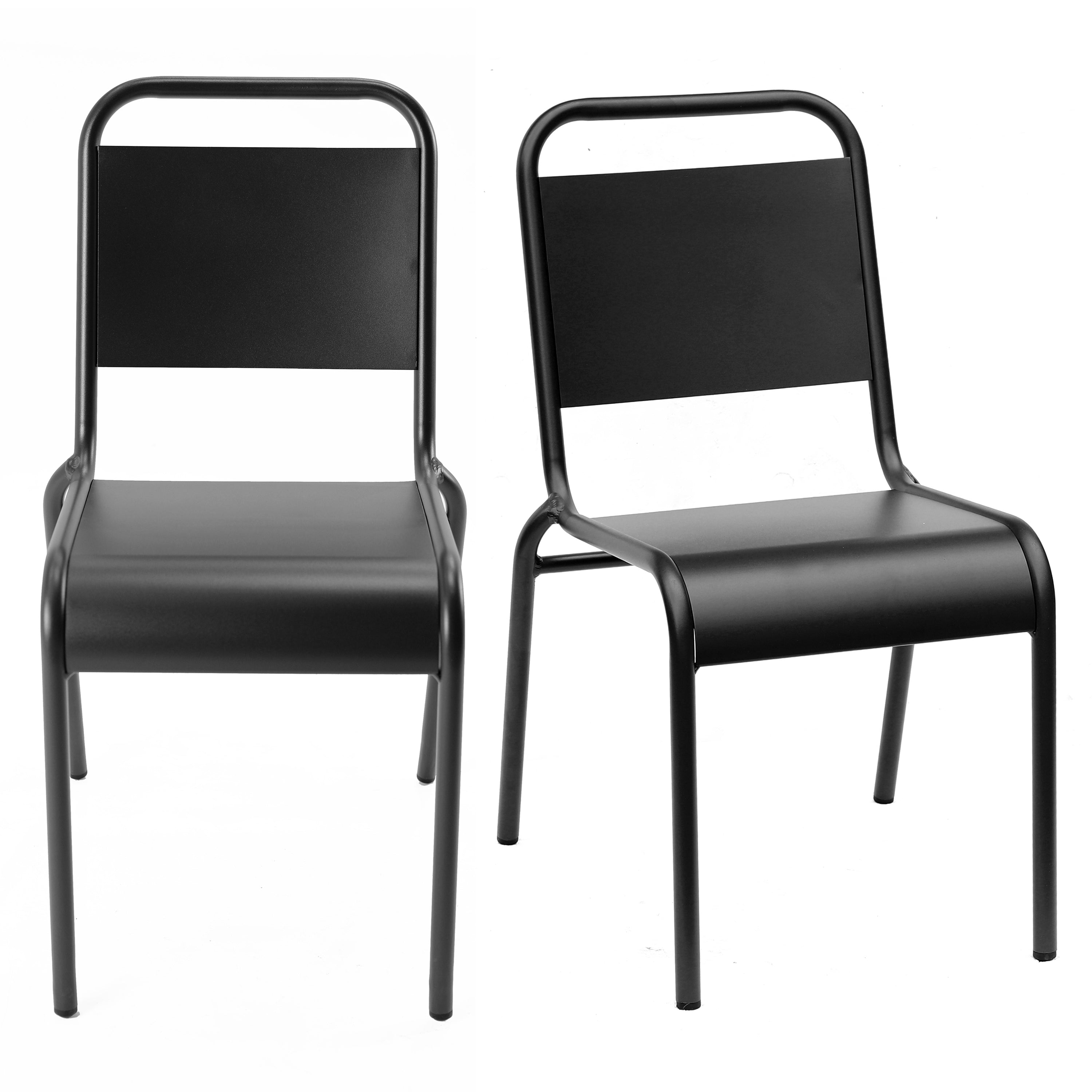 Otis Stackable Outdoor Side Chair in Black - Set of 2