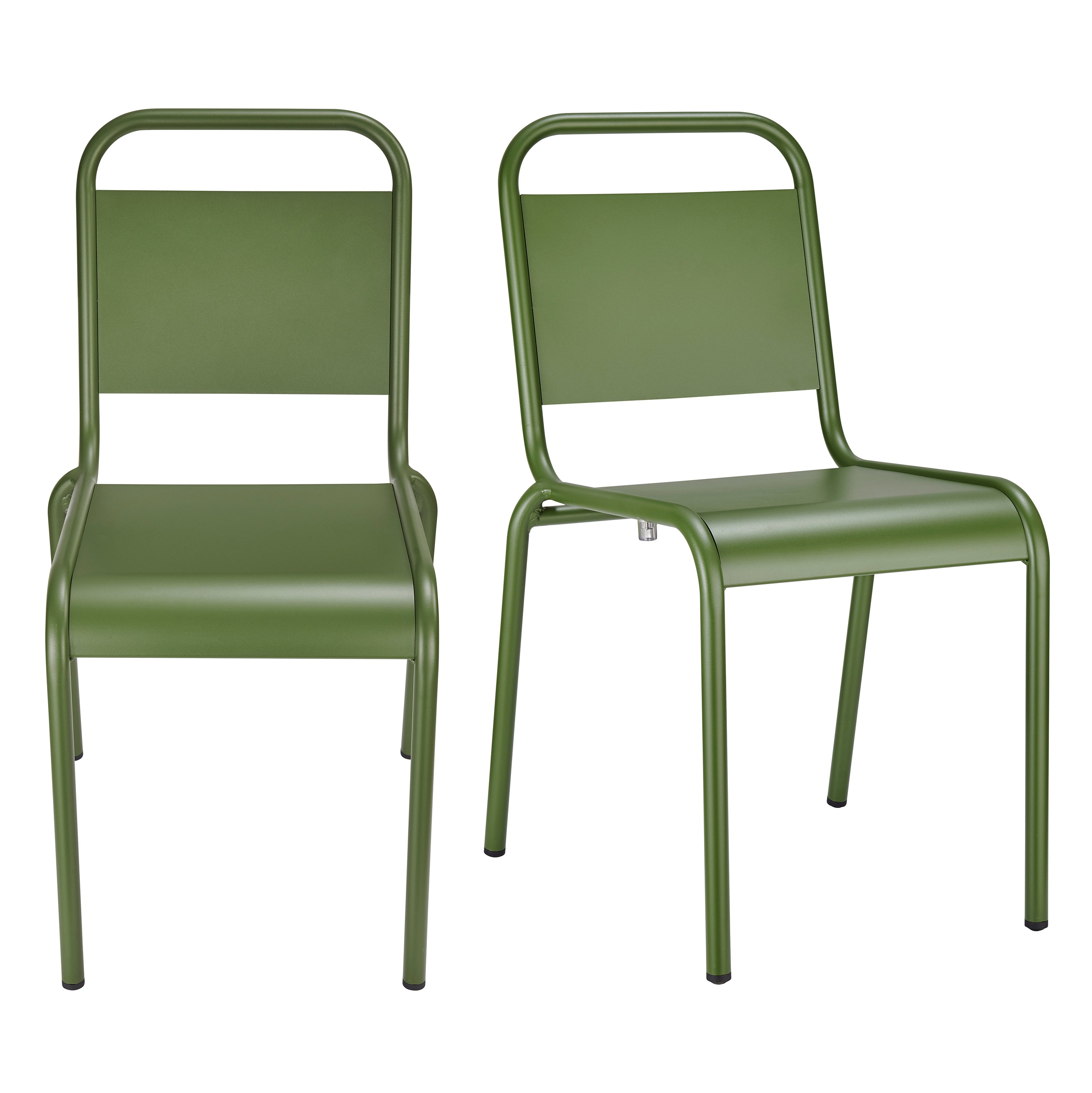 Otis Stackable Outdoor Side Chair in Dark Green - Set of 2