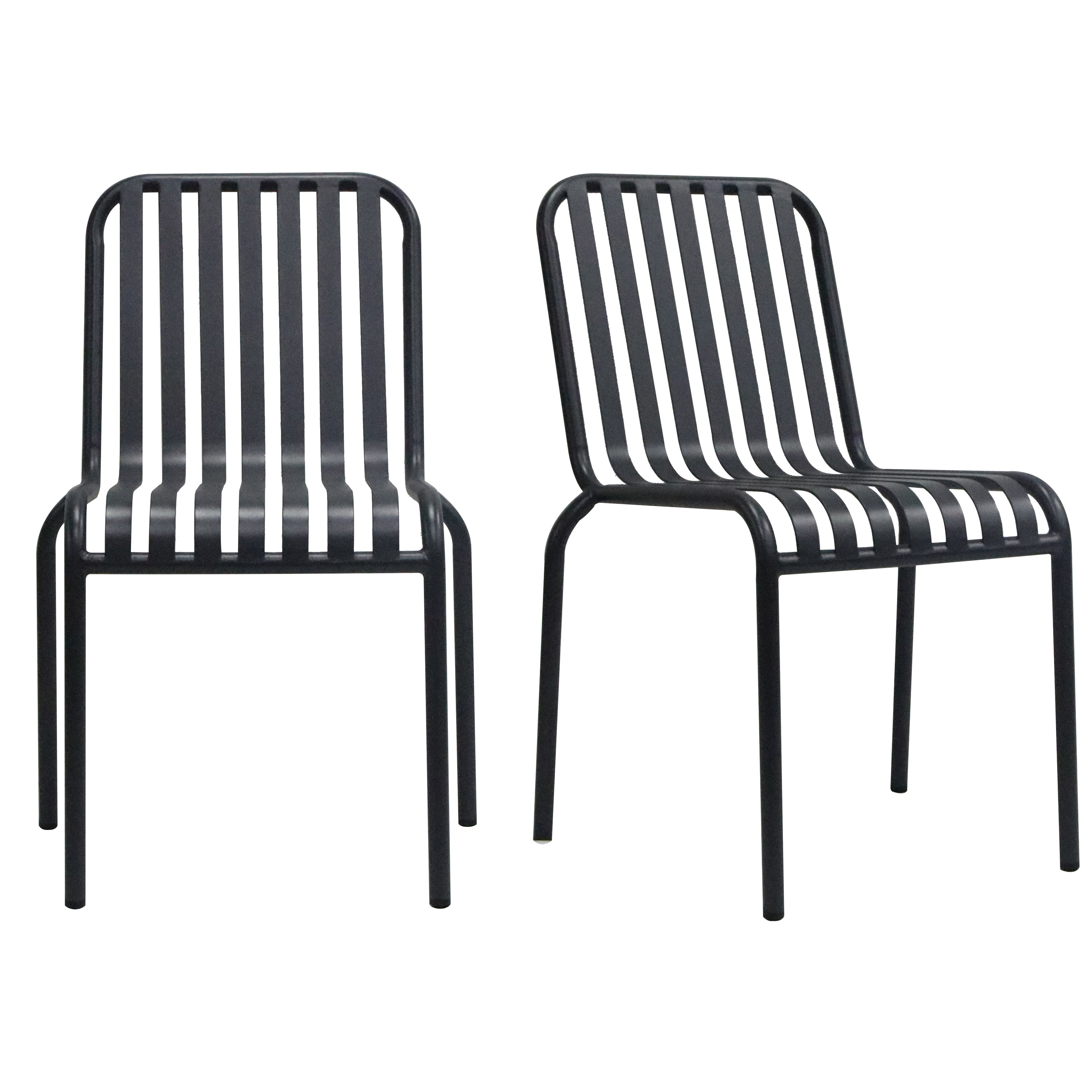 Enid Stackable Outdoor Side Chair in Black - Set of 2