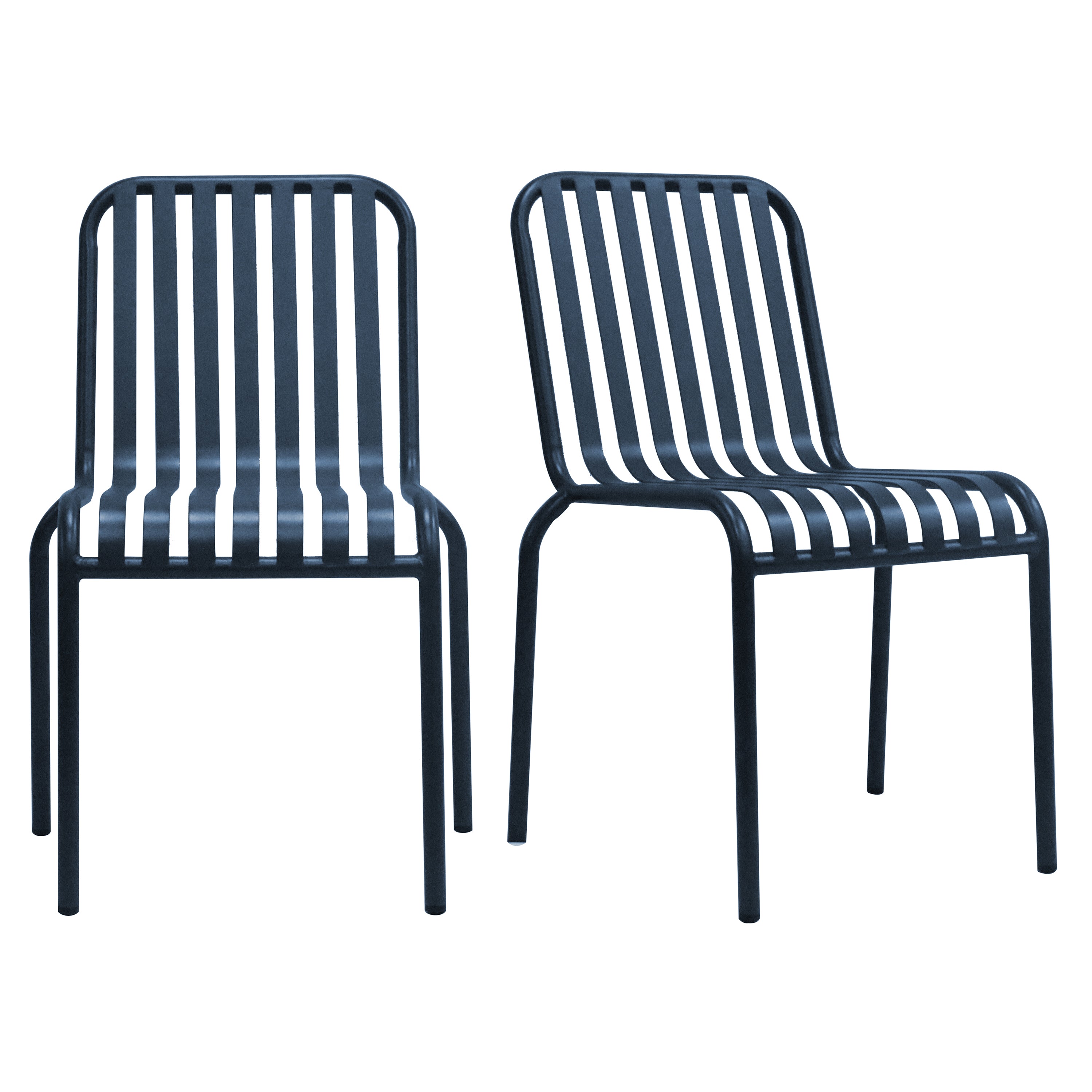 Enid Stackable Outdoor Side Chair in Dark Blue - Set of 2