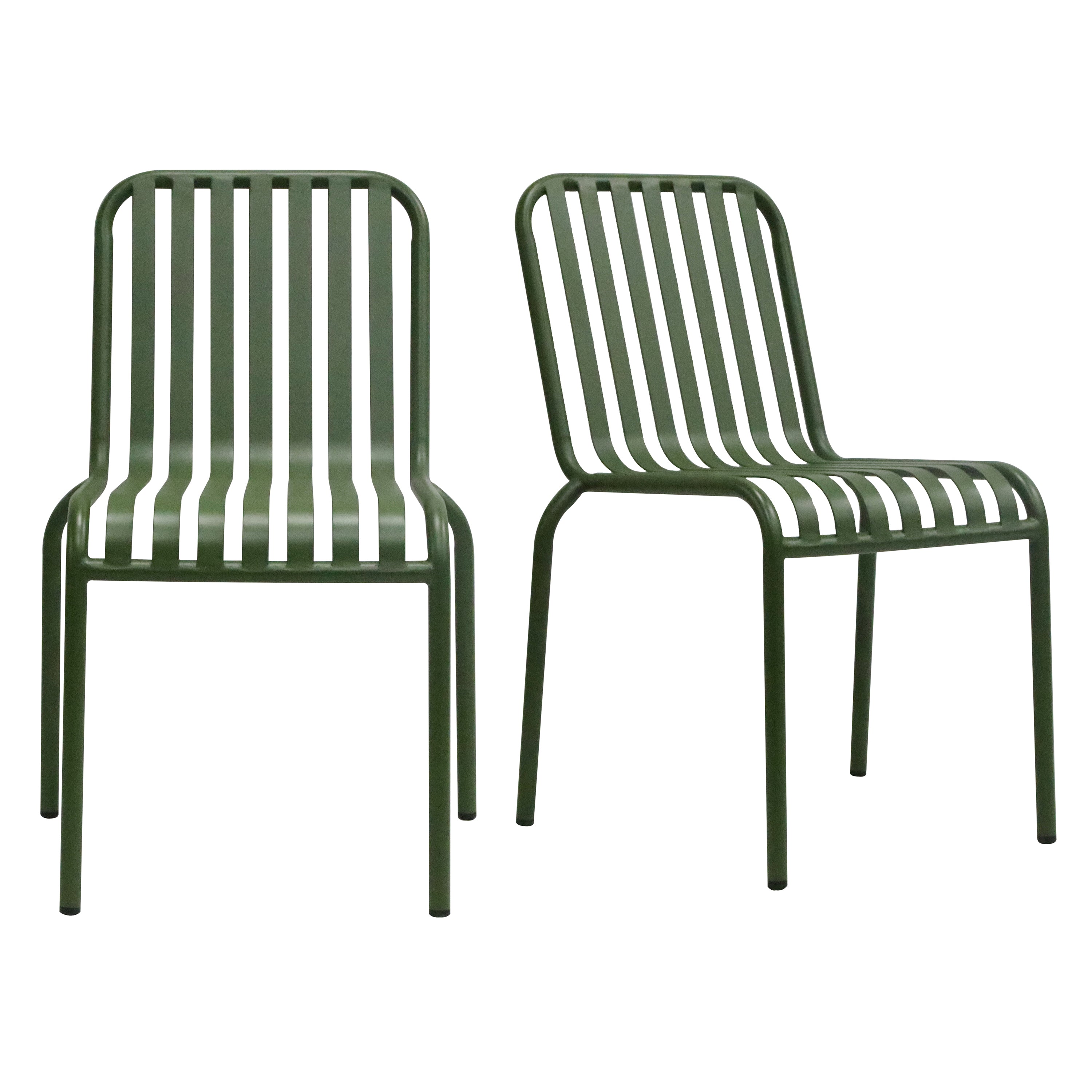 Enid Stackable Outdoor Side Chair in Dark Green - Set of 2