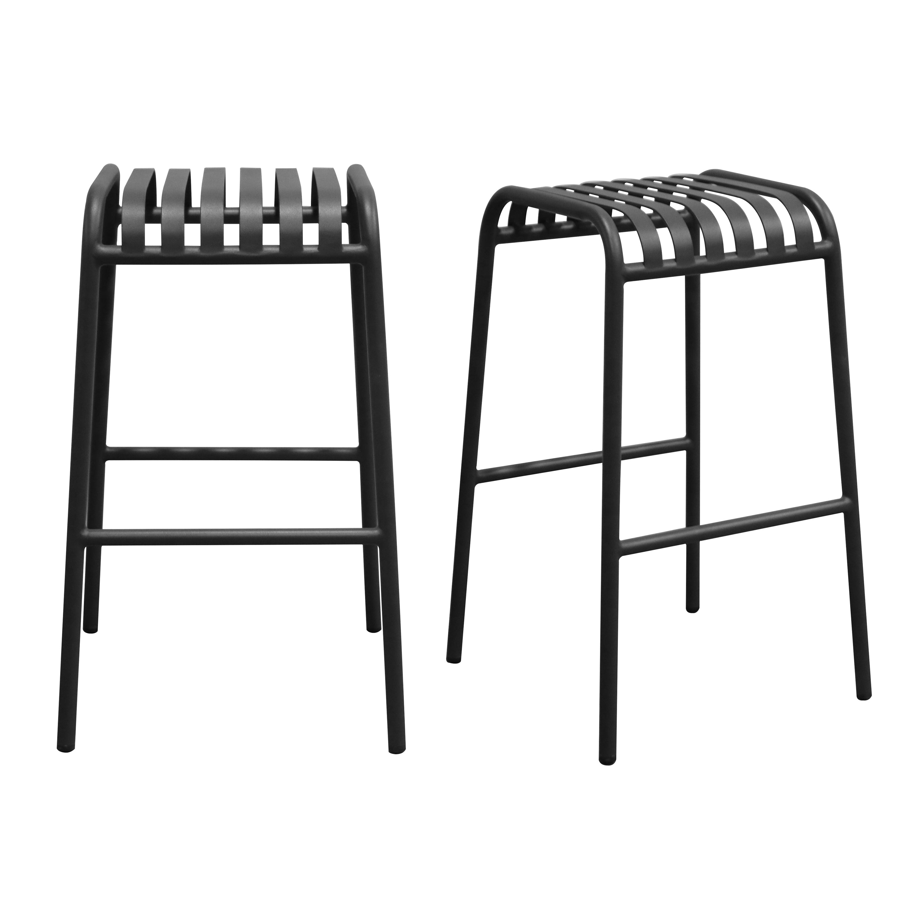 Enid Stackable Outdoor Bar Stool in Black - Set of 2