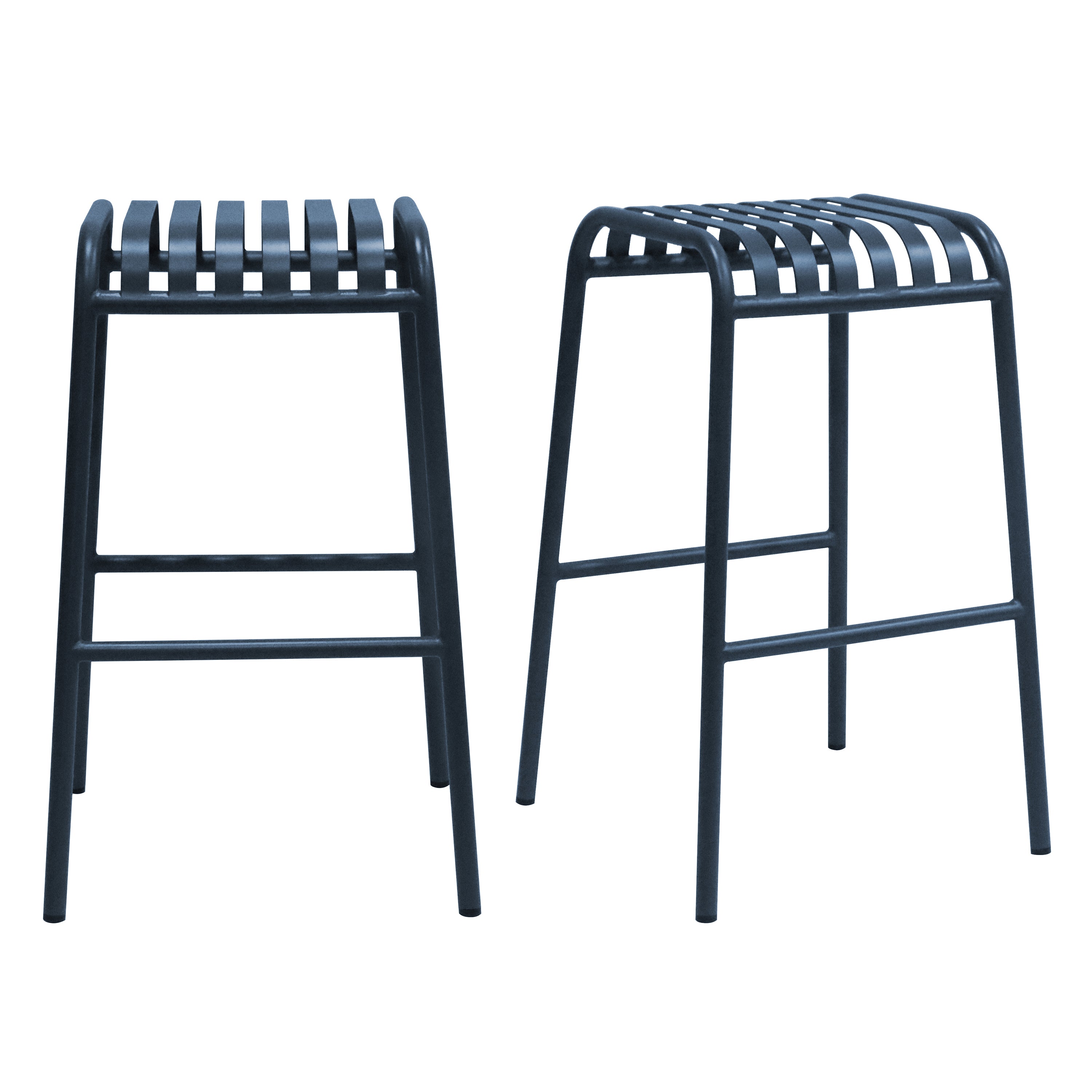 Enid Stackable Outdoor Bar Stool in Dark Blue - Set of 2