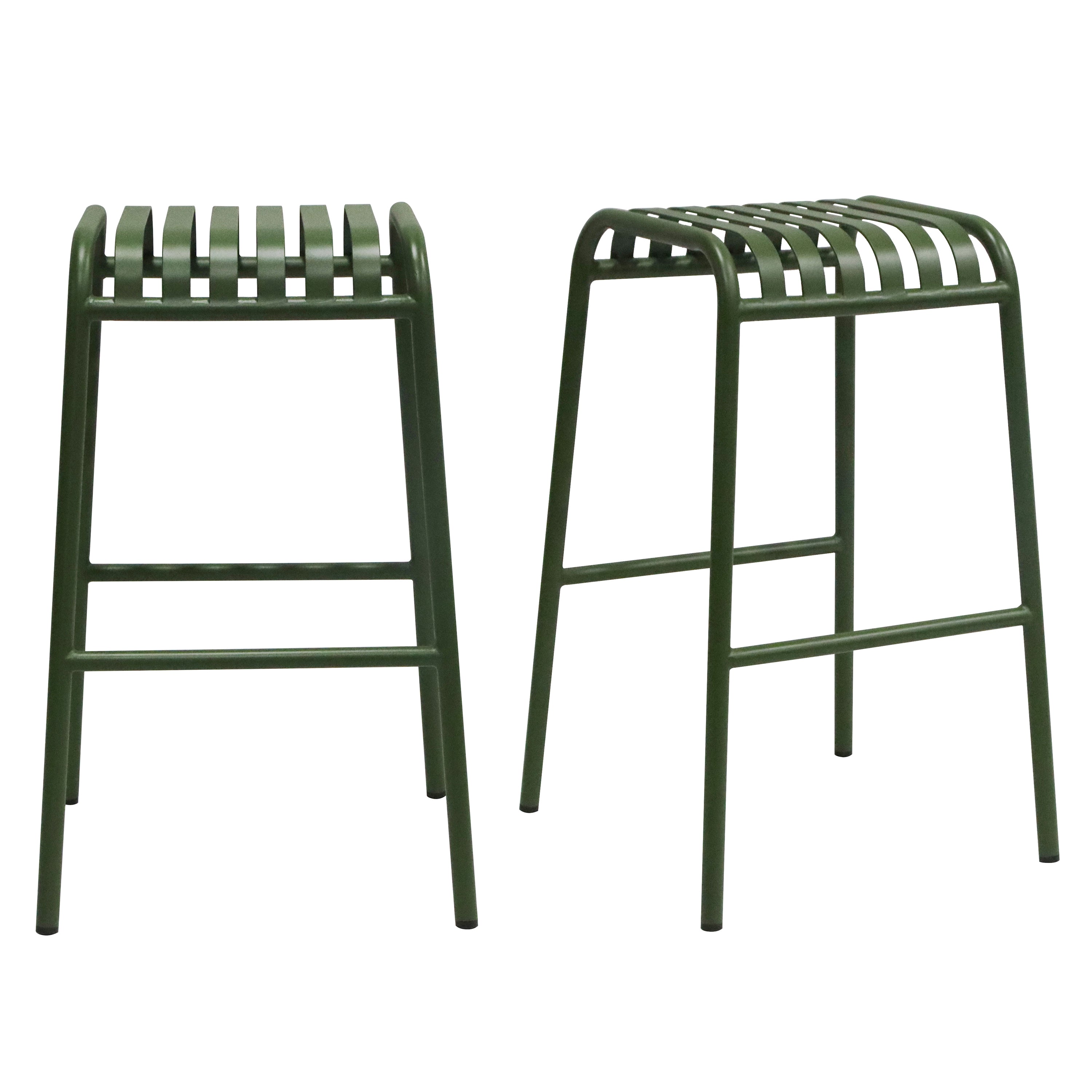 Enid Stackable Outdoor Bar Stool in Dark Green - Set of 2