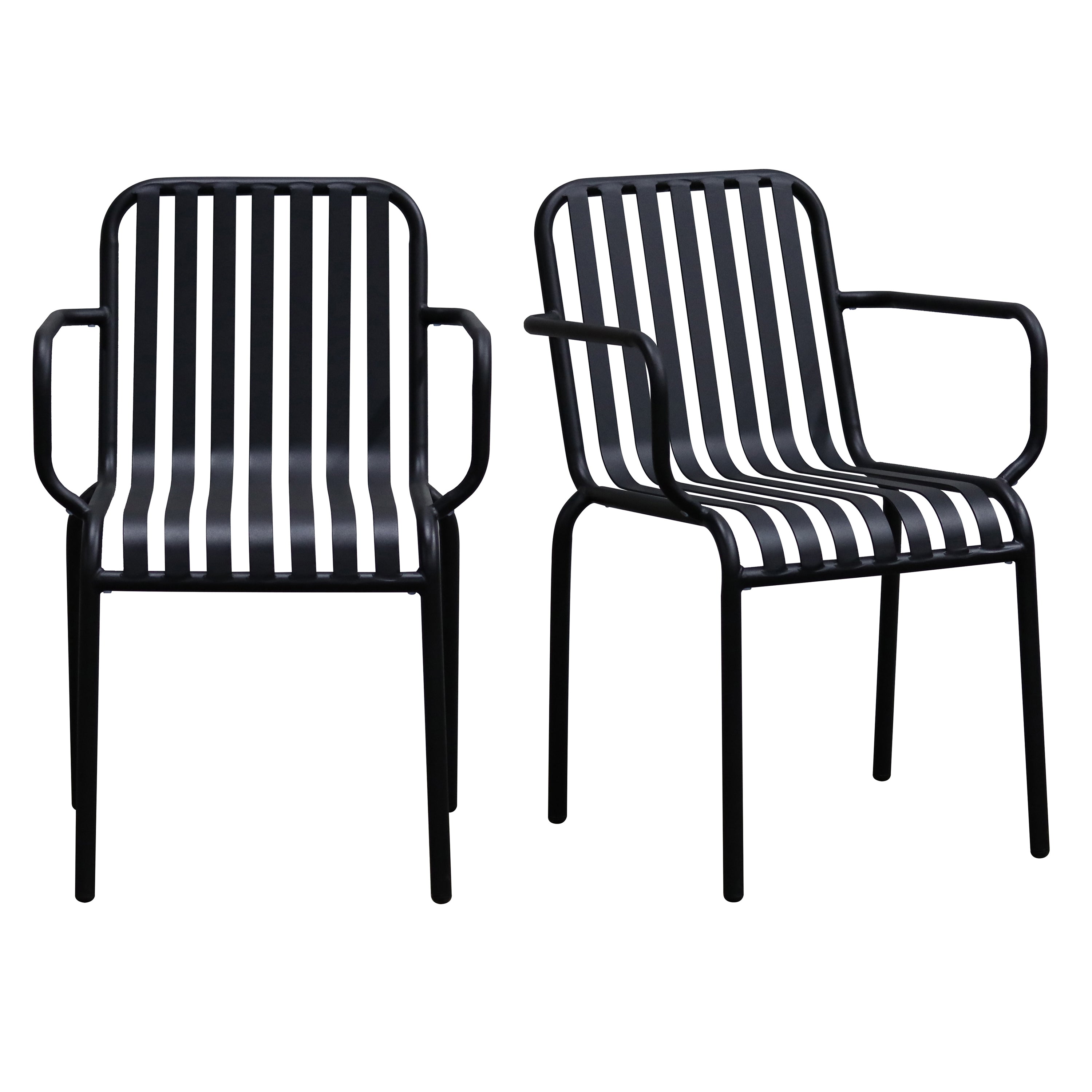 Enid Outdoor Armchair in Black - Set of 2