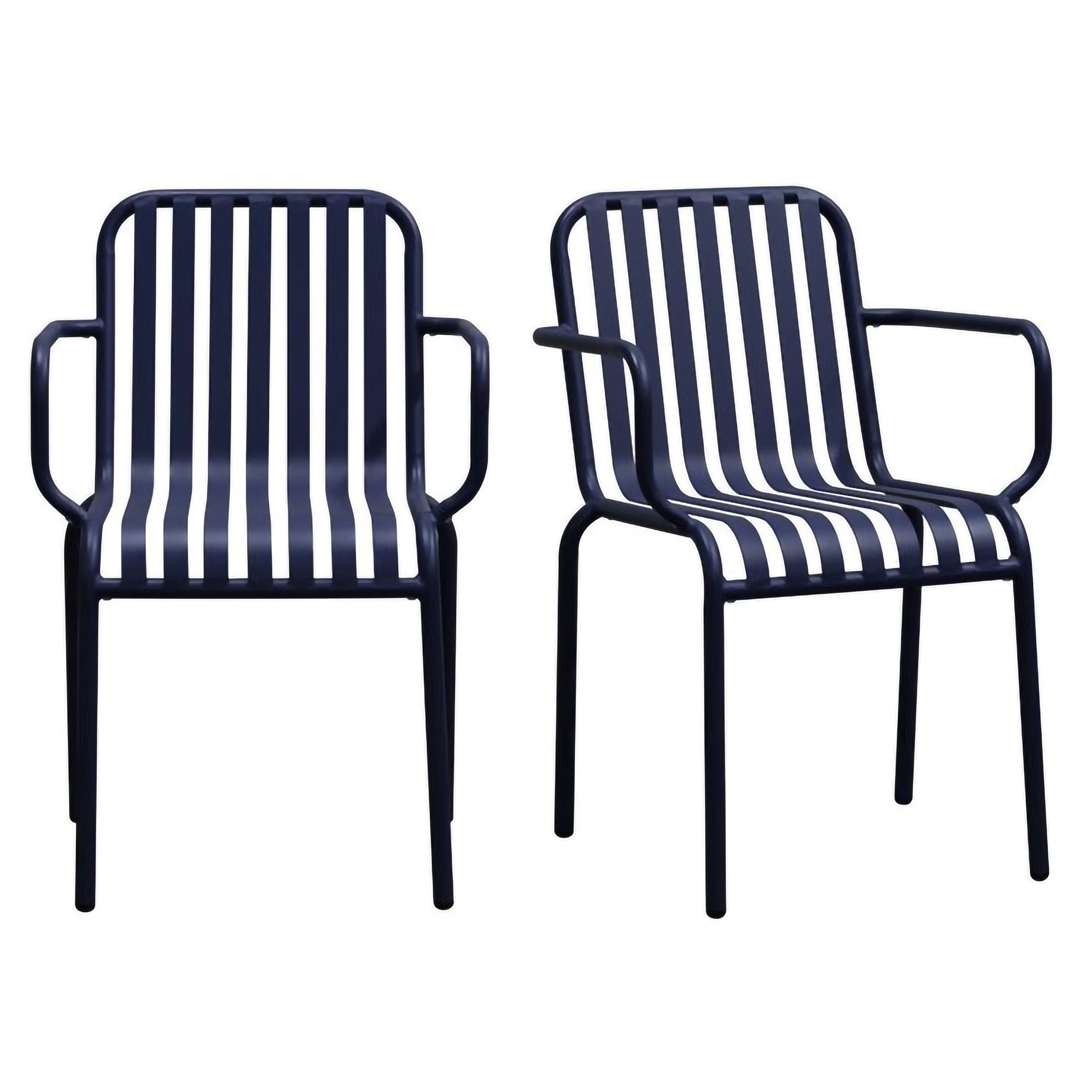 Enid Outdoor Armchair in Dark Blue - Set of 2