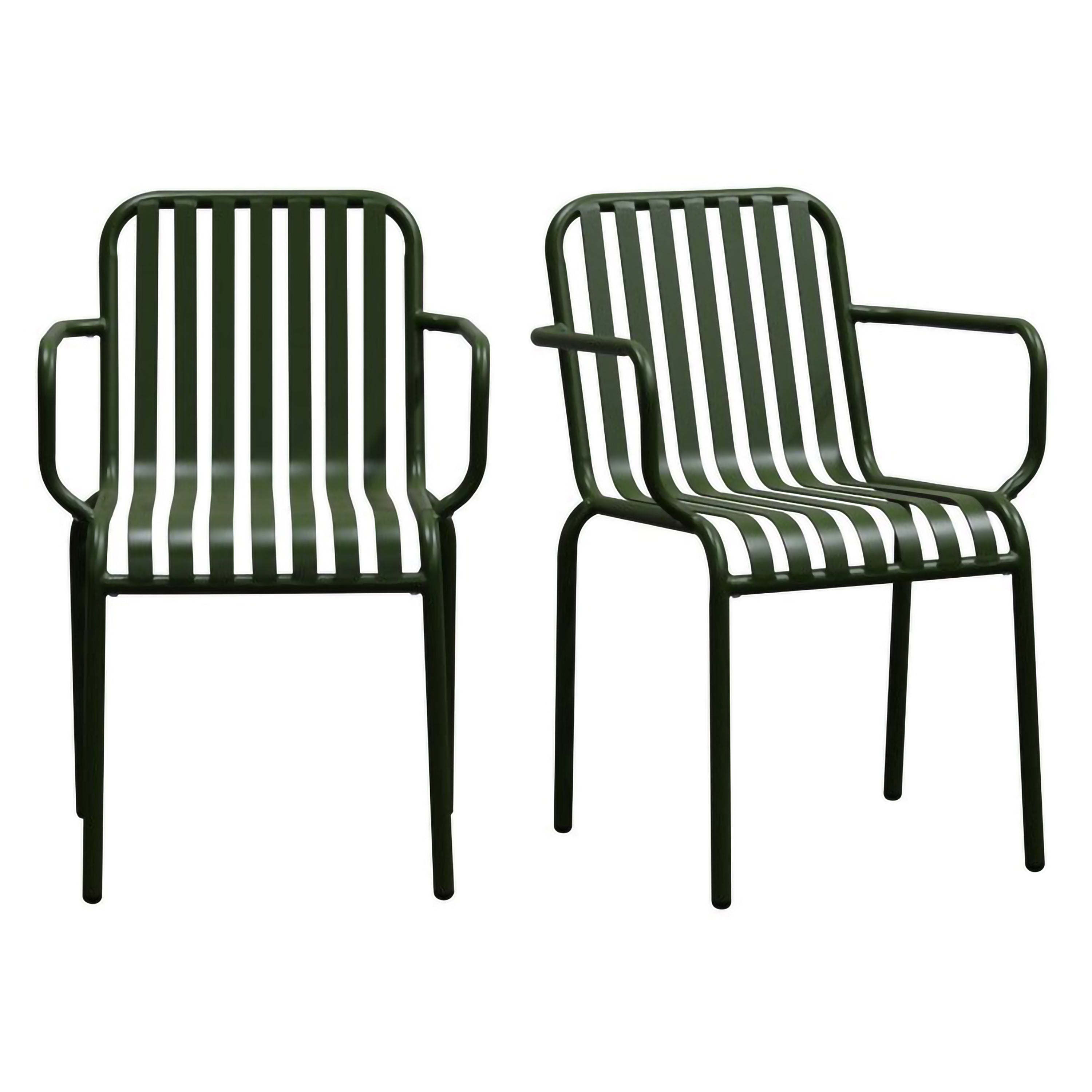 Enid Outdoor Armchair in Dark Green - Set of 2