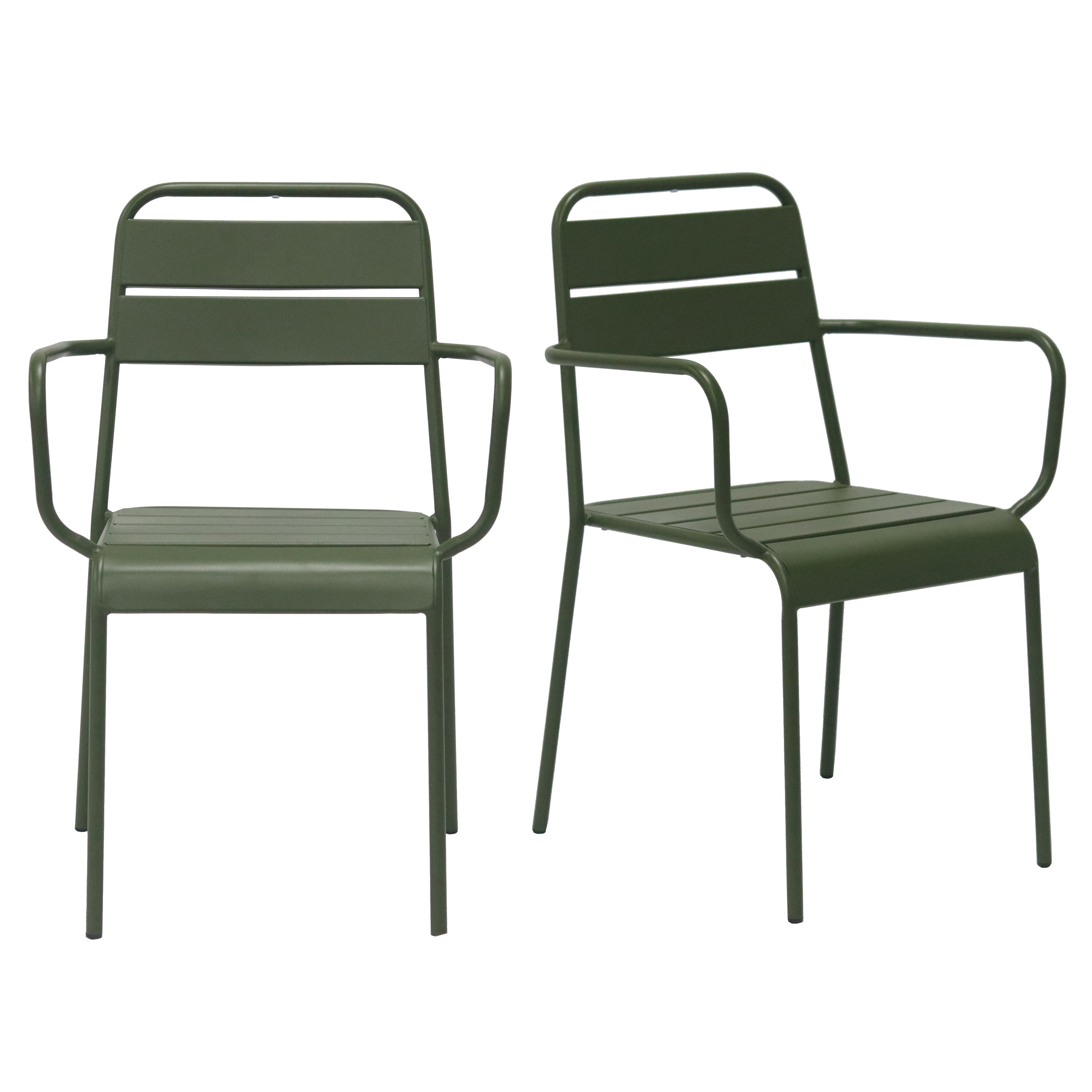 Rosco Outdoor Armchair in Dark Green - Set of 2