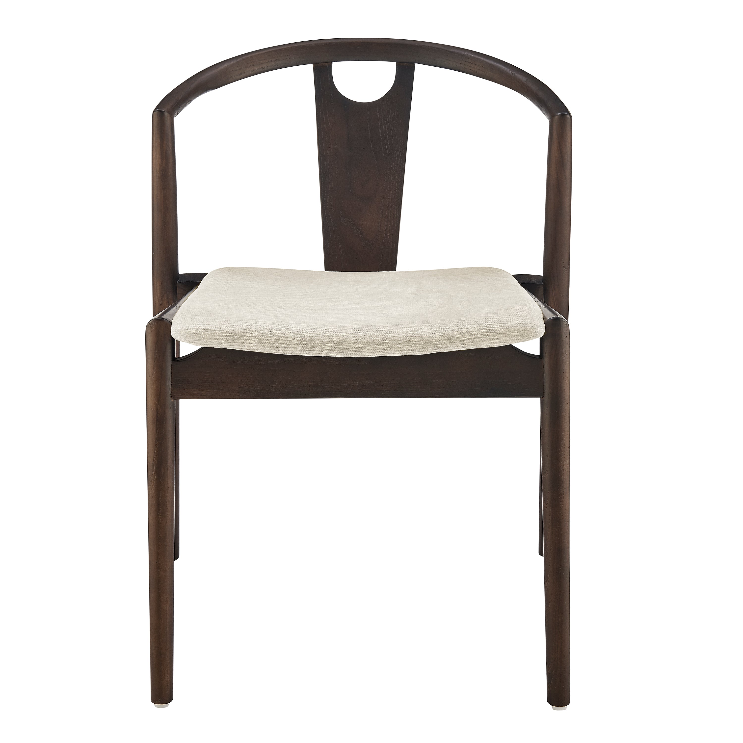 Blanche Side Chair with Natural Fabric Seat and Dark Walnut Stained Frame - Set of 1