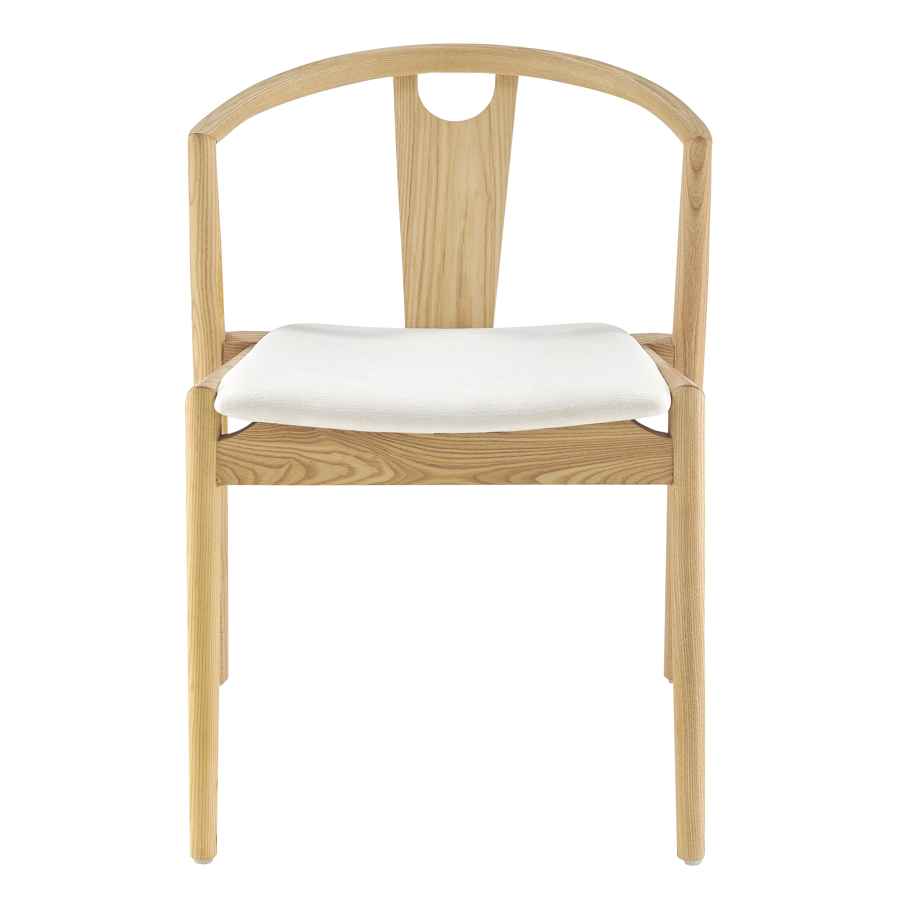 Blanche Side Chair with White Fabric Seat and Natural Frame - Set of 1