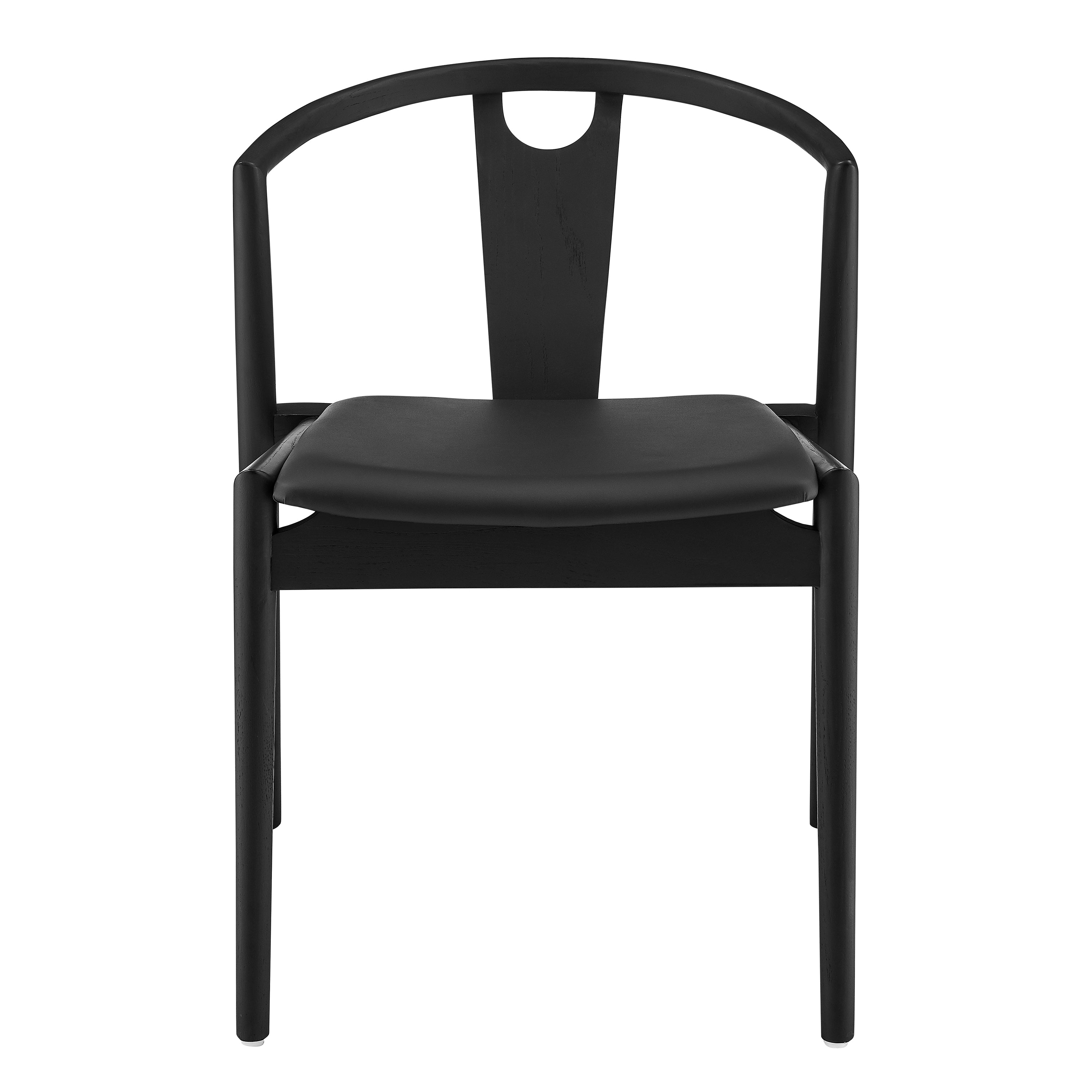 Blanche Side Chair with Black Leatherette Seat and Black Frame - Set of 2