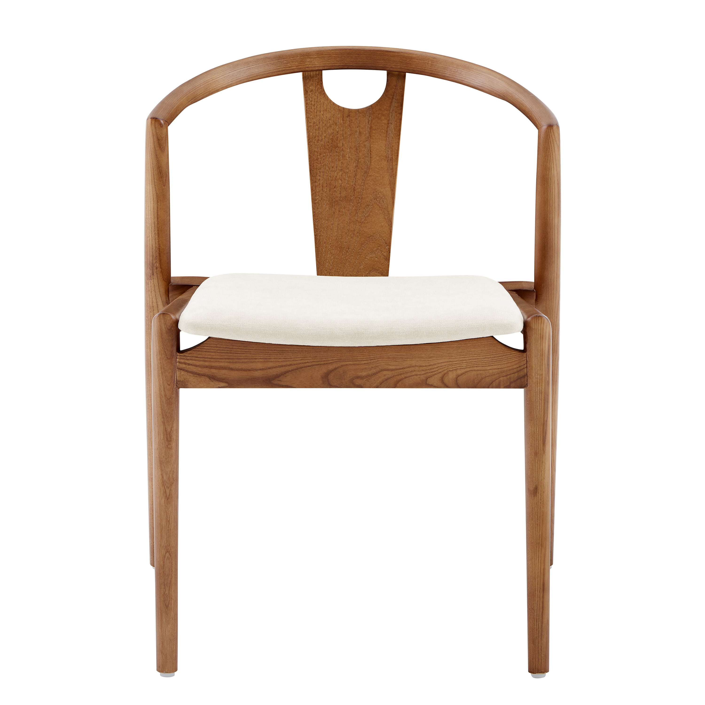 Blanche Side Chair with Natural Fabric Seat and Walnut Stained Frame - Set of 1