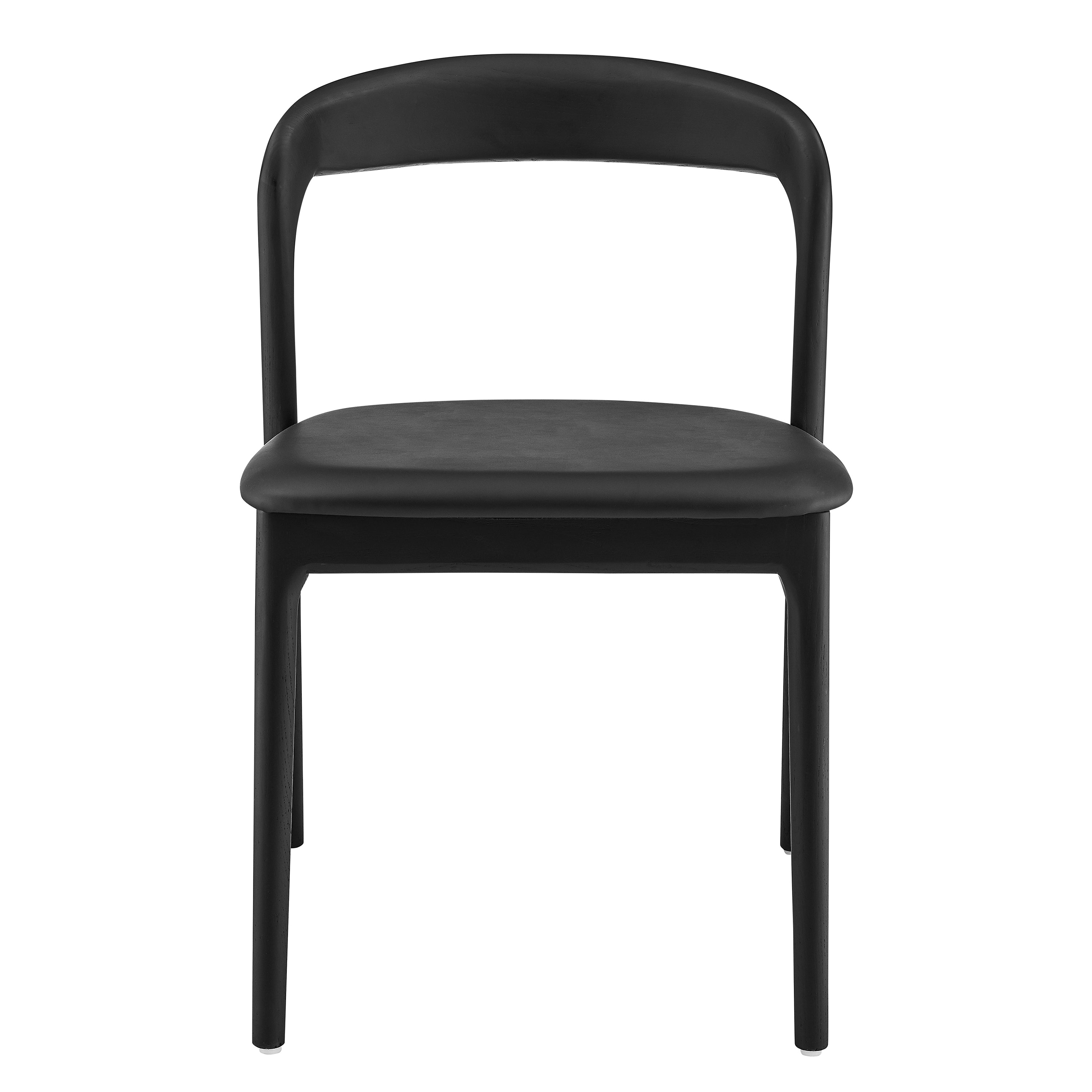 Estelle Side Chair with Black Leatherette Seat and Black Wood Frame - Set of 1