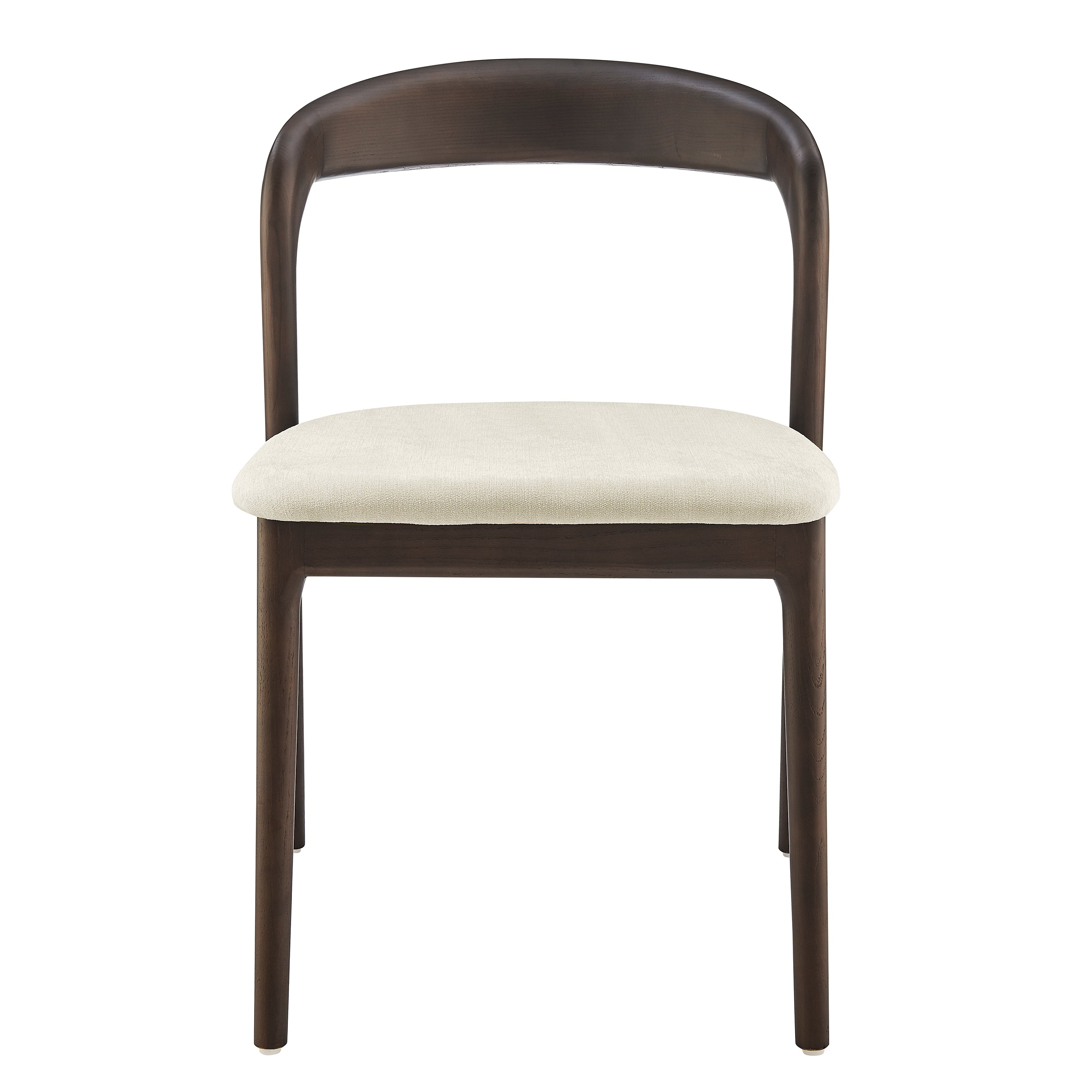 Estelle Side Chair with Natural Fabric Seat and Dark Walnut Frame - Set of 1