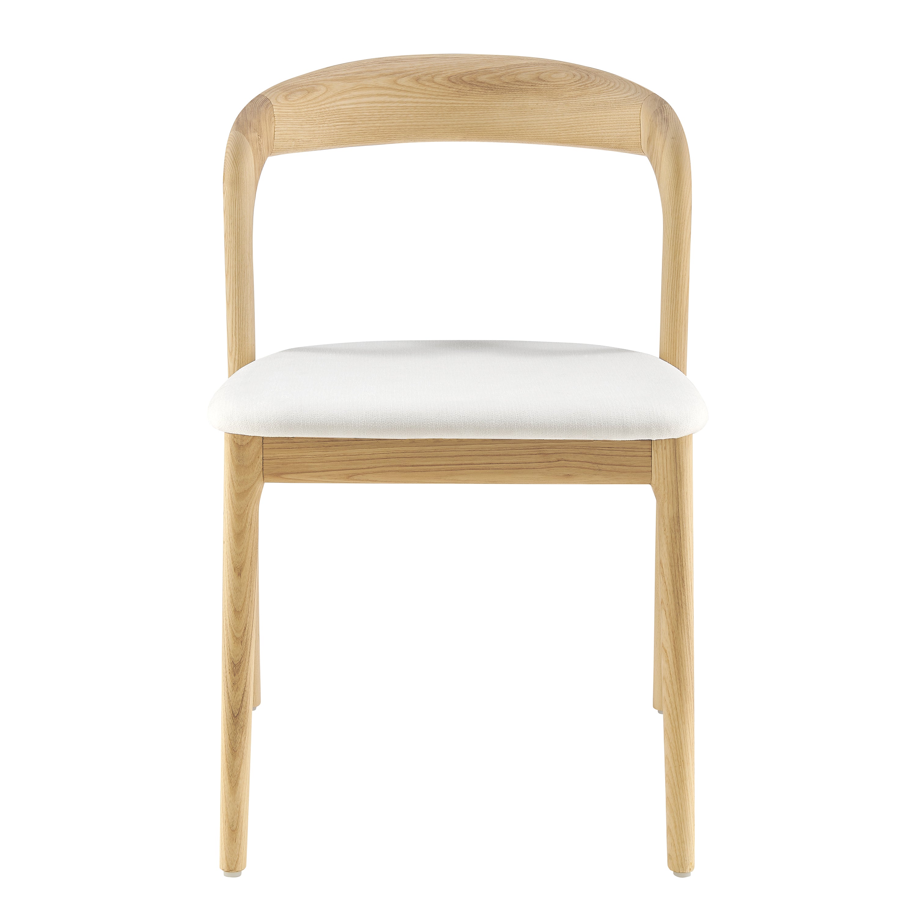 Estelle Side Chair with White Fabric Seat and Natural Ash Wood Frame - Set of 1