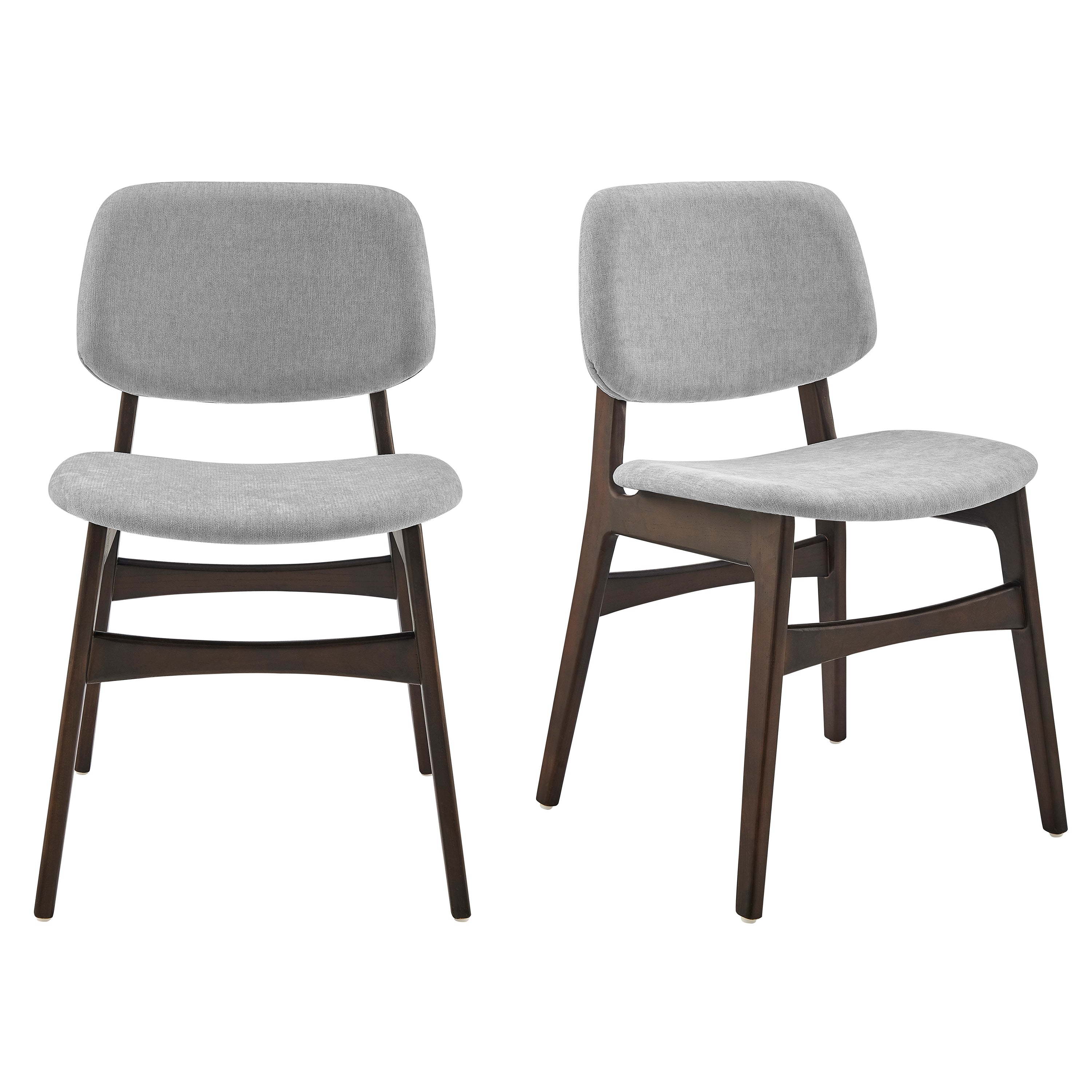 Gunther Side Chair with Gray Fabric and Dark Walnut Frame - Set of 2