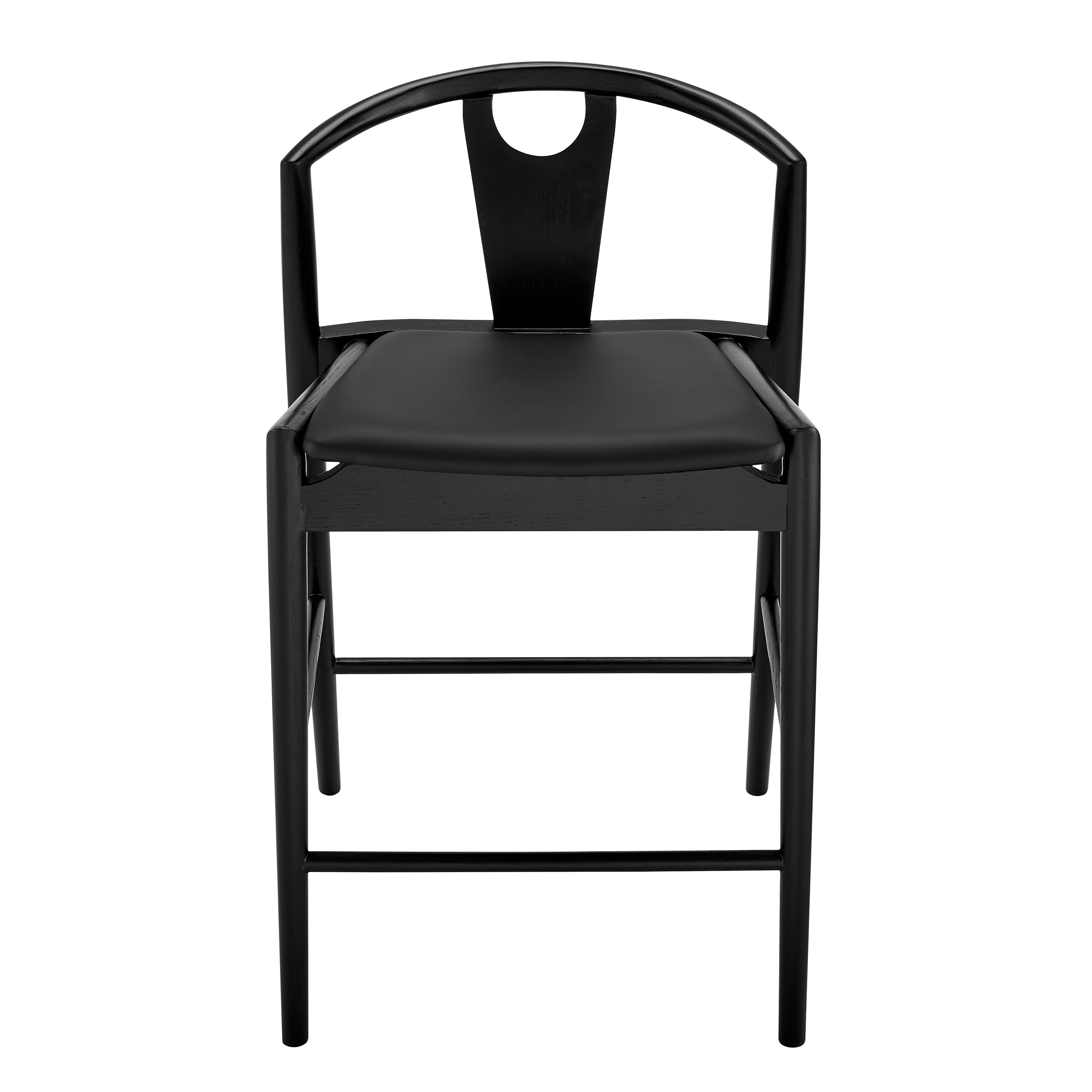 Blanche Counter Stool with Black Leatherette Seat and Black Frame - Set of 1