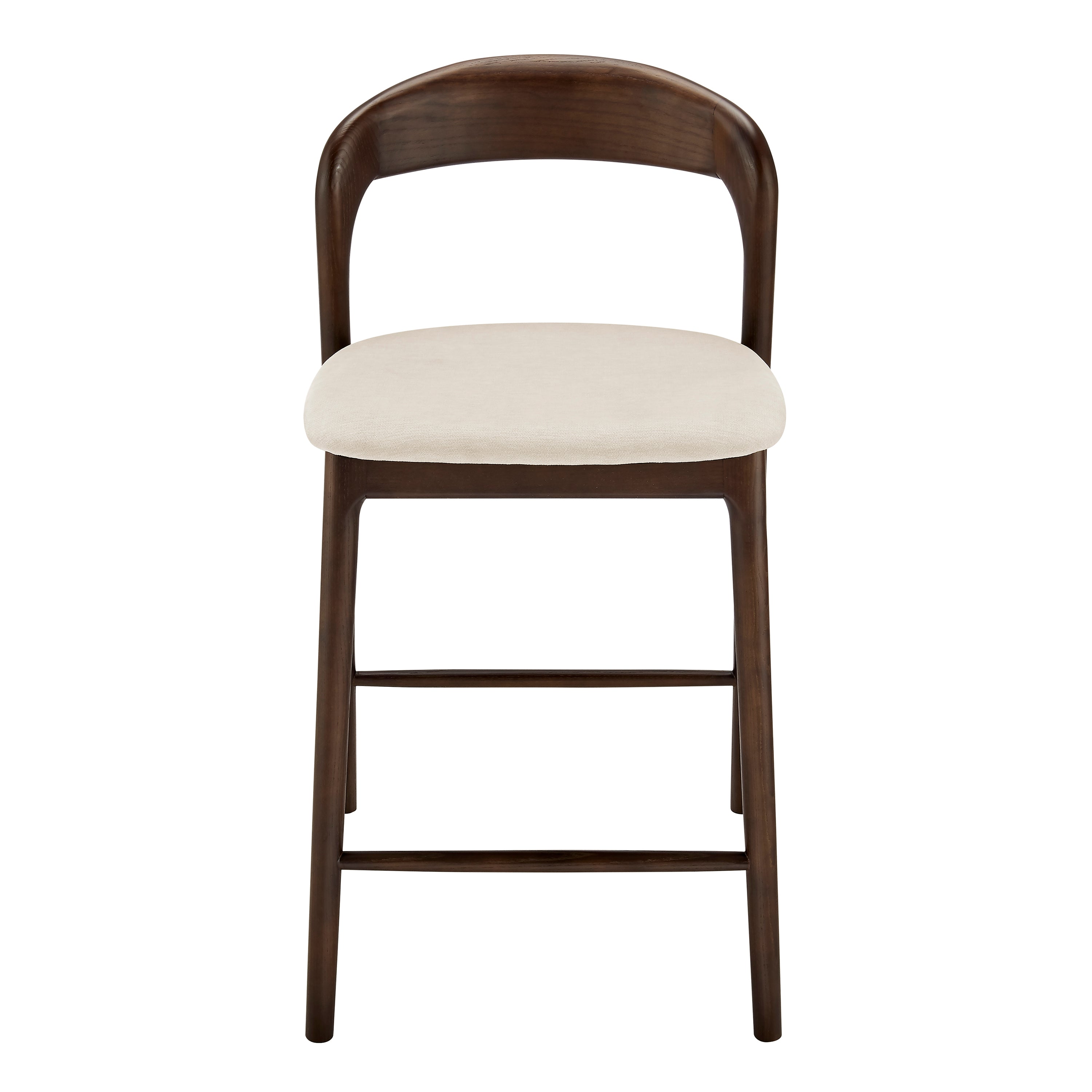 Estelle Counter Stool with Natural Fabric Seat and Dark Walnut Frame - Set of 1