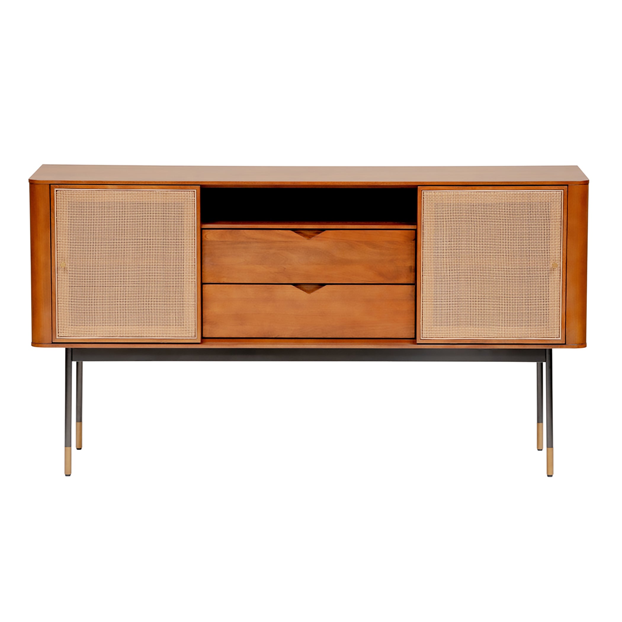 Miriam Sideboard in Brown with Natural Wicker