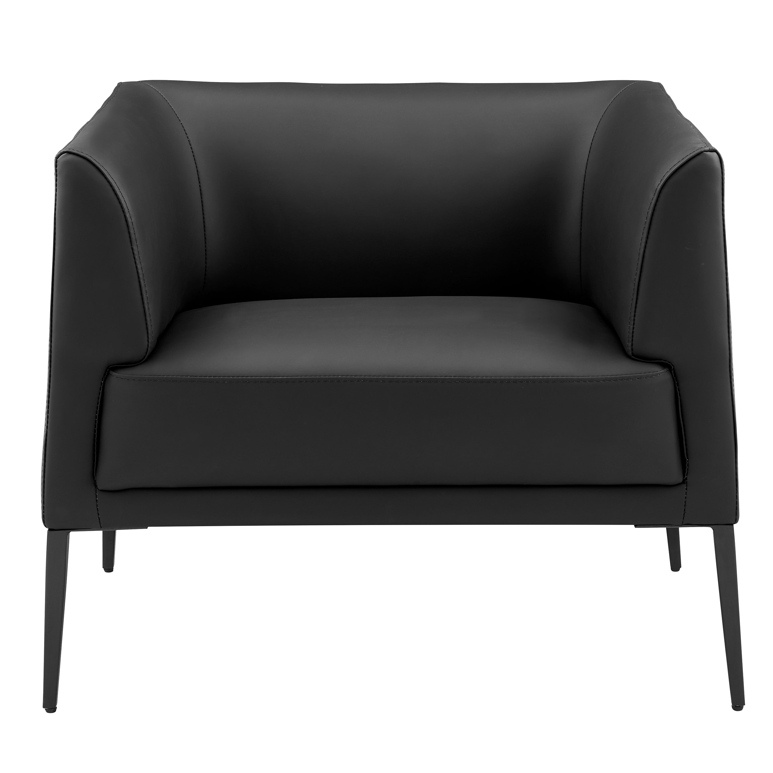 Matias Lounge Chair in Black Leatherette with Matte Black Legs