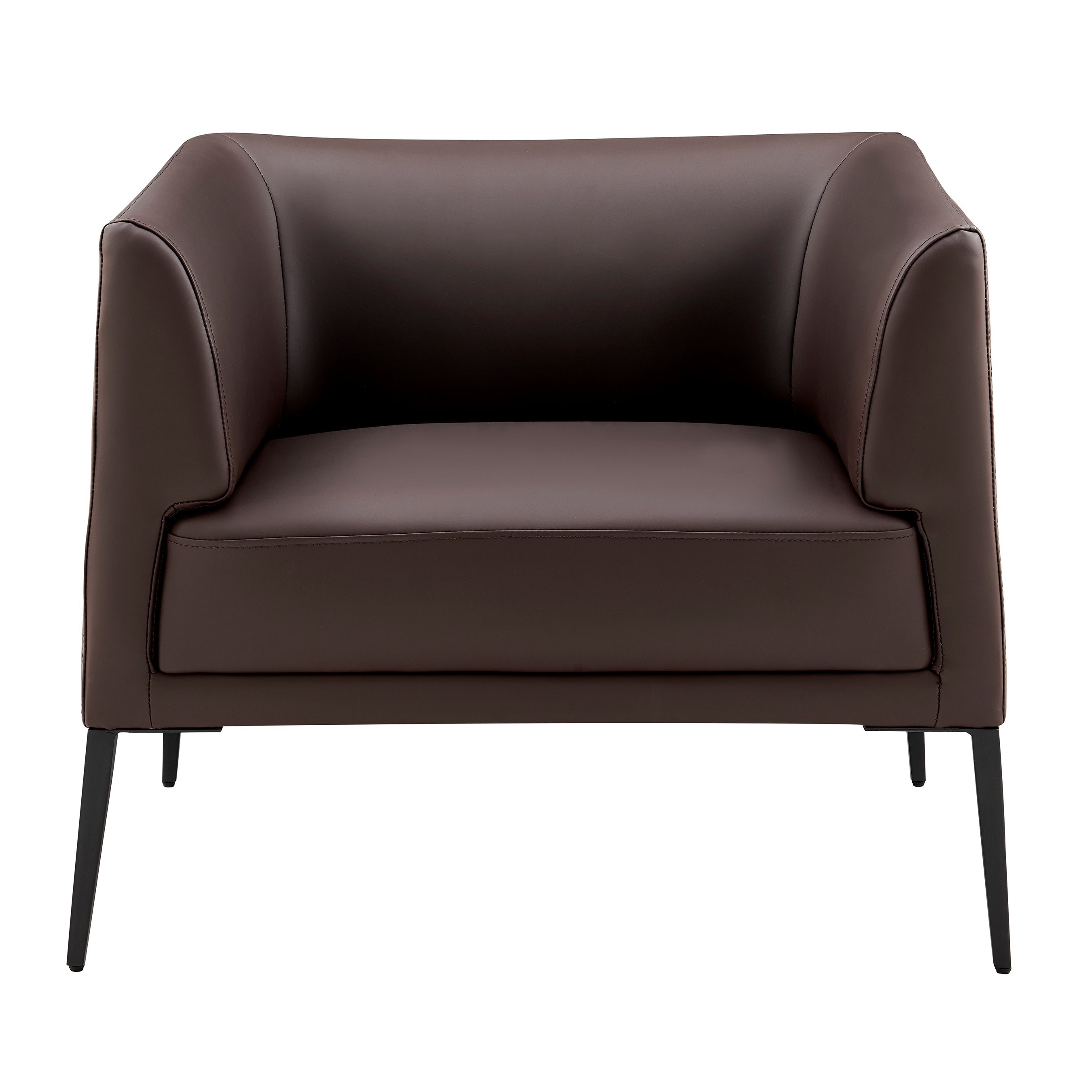 Matias Lounge Chair in Brown Leatherette with Matte Black Legs